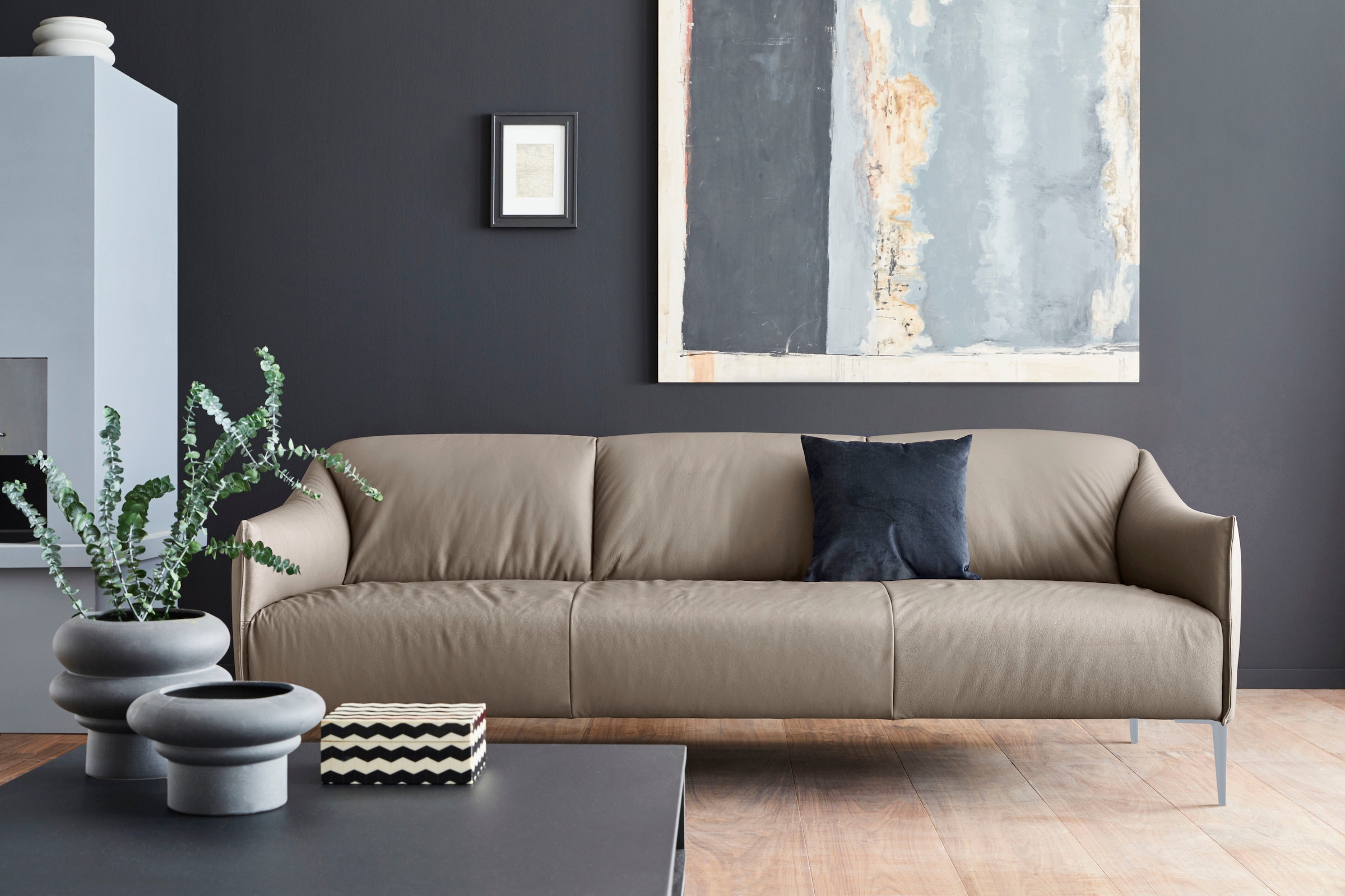 W.SCHILLIG 3-Sitzer "sally Design-Sofa, Loungesofa, bequem, schmale Armlehnen, Breite 224cm" mit Metallfüßen in Silber matt, Breite 224 cm