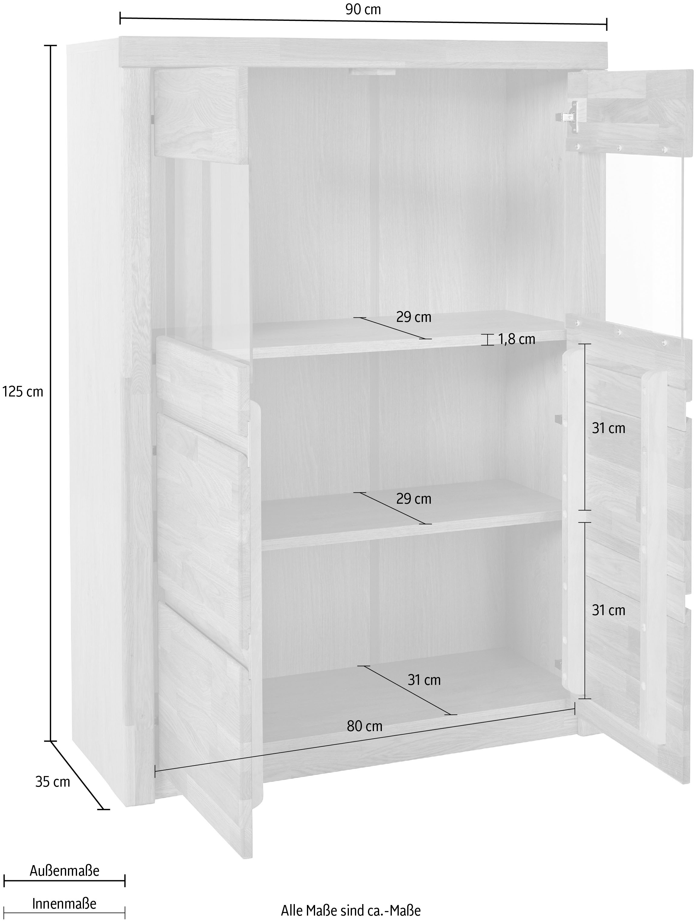 Woltra Highboard »Silkeborg«, schöne grifflose Optik, teilmassiv