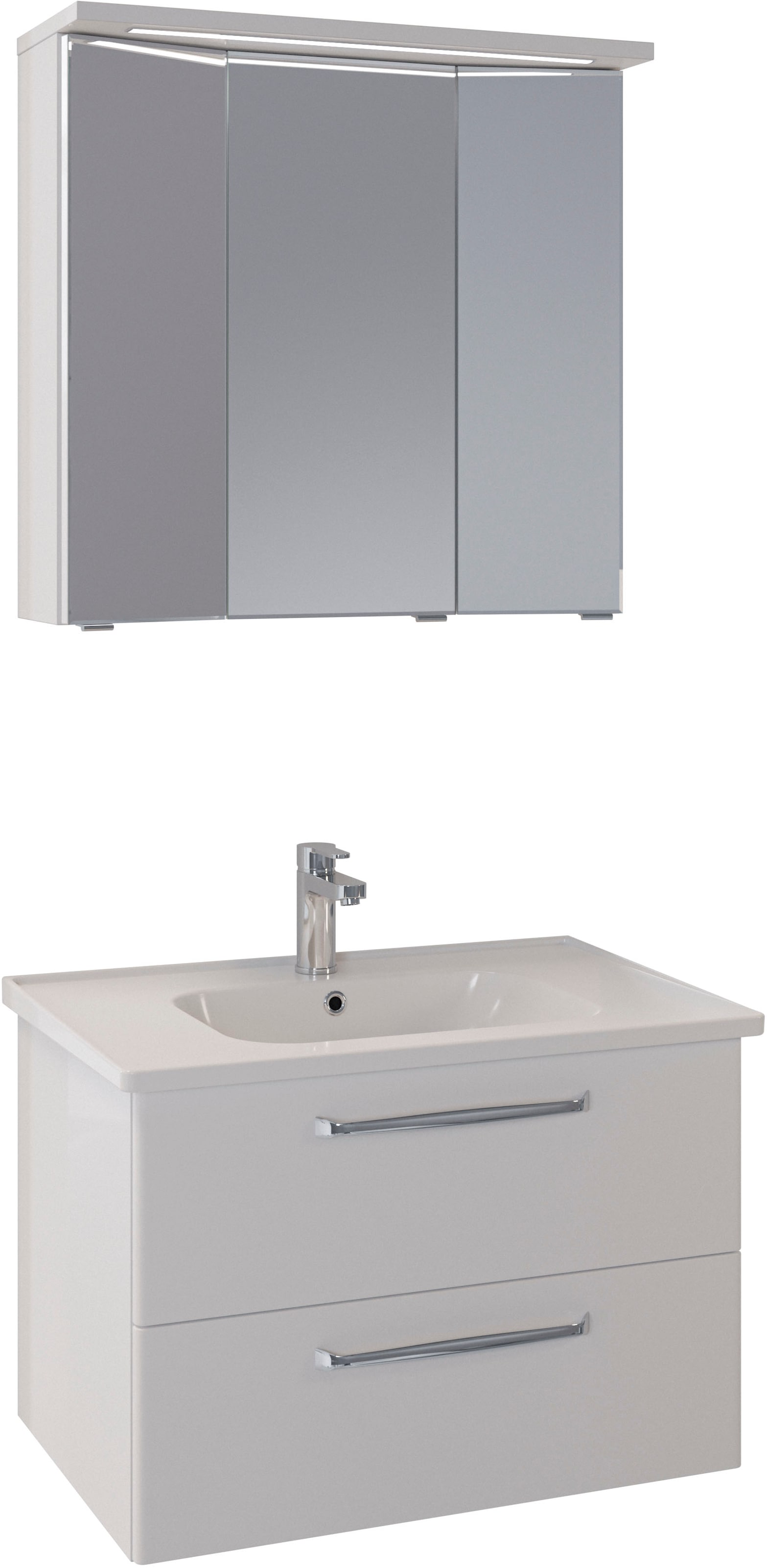 Saphir "Trentino 2-teilig Keramik-Waschtisch mit LED-Spiegelschrank" 3 Stk. tlg.