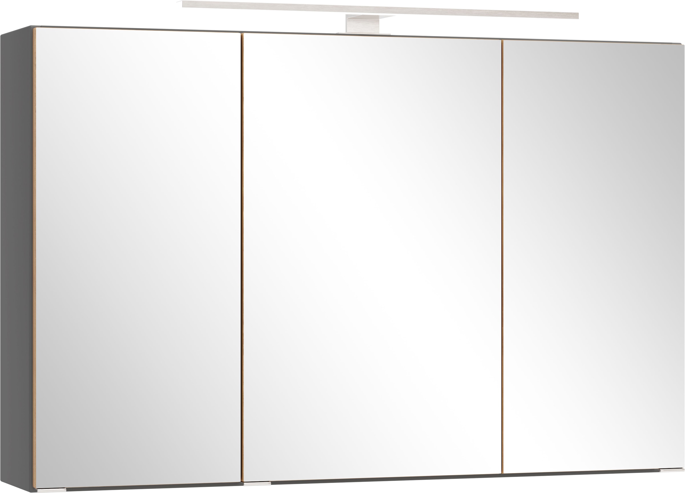 welltime Spiegelschrank "TRIENT, 3D-Spiegelschrank 100 cm, gedämpfte Scharniere" onyx-grey/Wildeiche, gedämpfte Scharniere