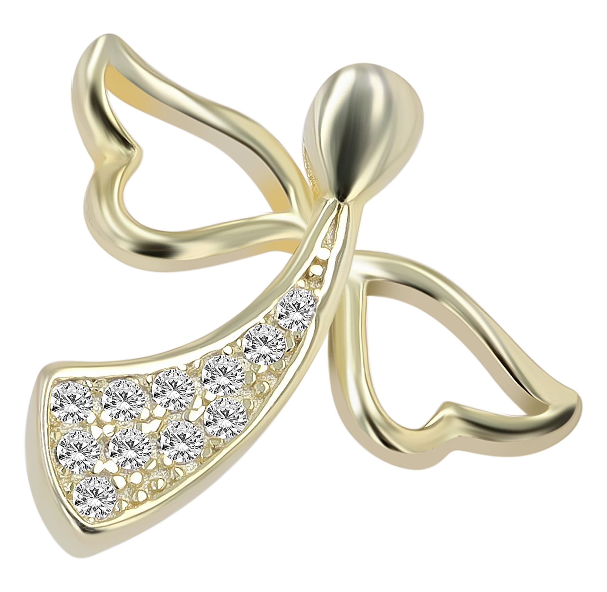 ADELIA ́S Damen Kettenanhänger "Damen Anhänger – Engelanhänger aus 925 Silber mit Zirkonia", Silber 925 (Sterlingsilber)gold, Silber 925