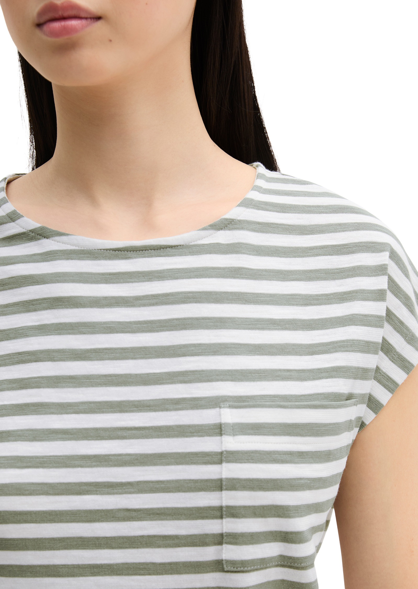 T-Shirt MARC O'POLO "aus weichem Baumwoll-Slub-Jersey", Damen, Gr. L, medium grün, Obermaterial: 100% Baumwolle, unifarben, Basic, regular fit, U-Boot-Ausschnitt, normaler Saum, Shirts T-Shirt 3