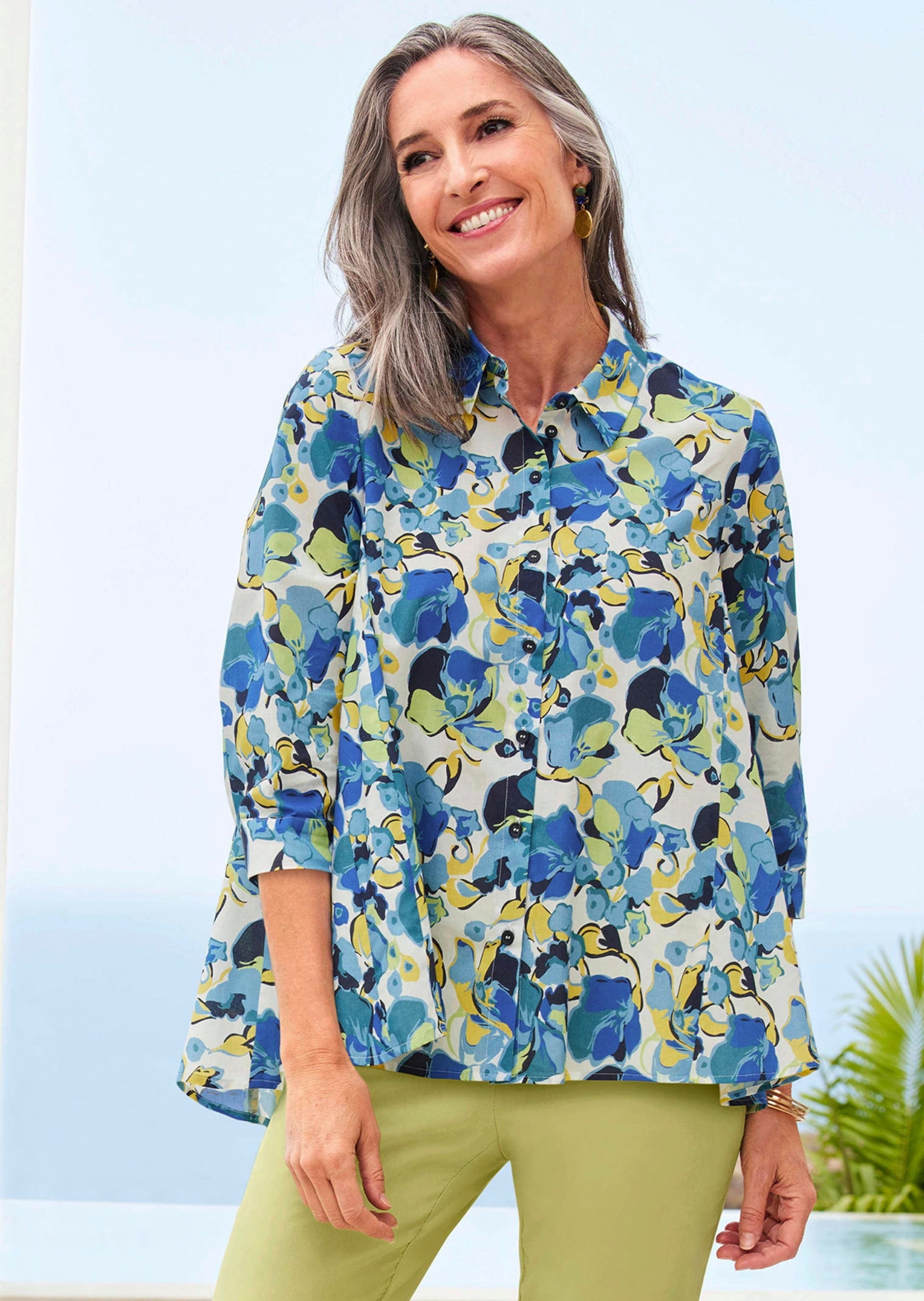 Thumbnail - GOLDNER Hemdbluse "Kurzgröße Moderne Druckbluse in legerer Form"