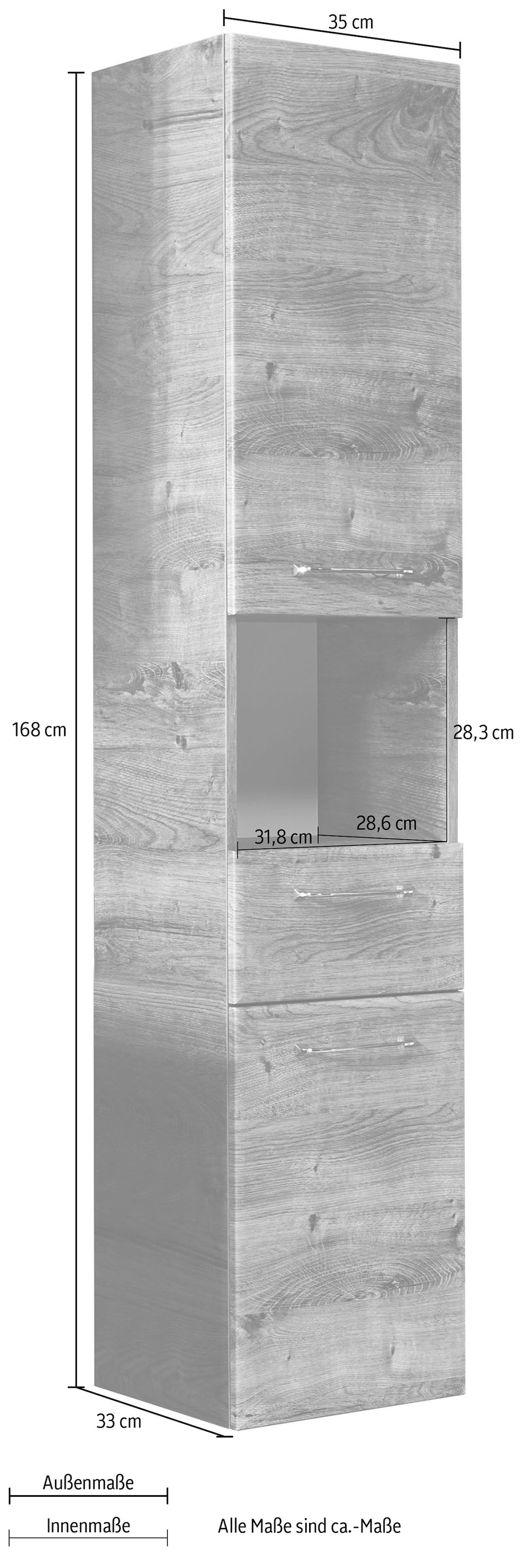 PELIPAL Hochschrank »Quickset«, Breite cm, cm, Höhe 35 bestellen BAUR 168 Glaseinlegeböden, | Türdämpfer