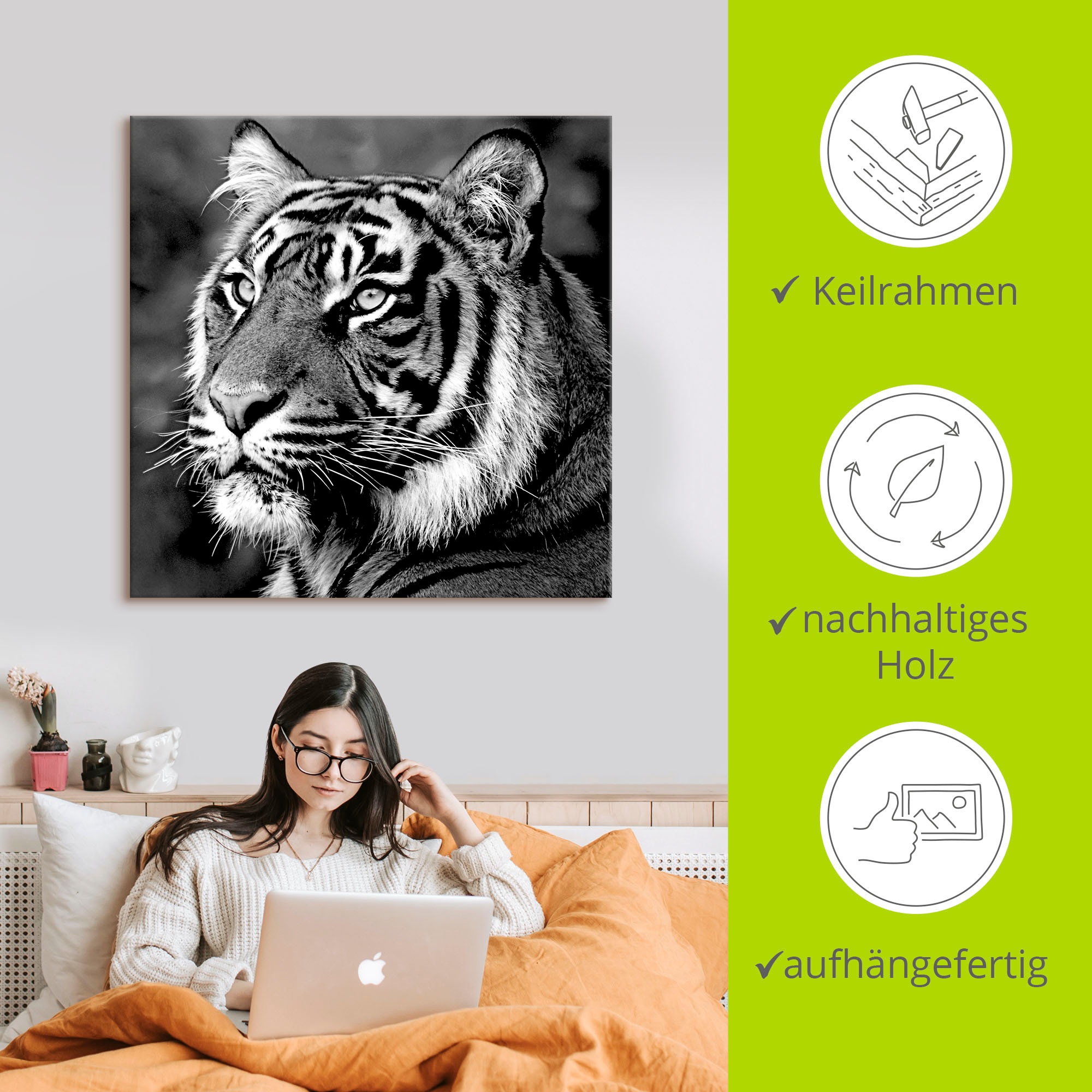 Artland Wandbild »Tiger«, Wildtiere, (1 St.), als Leinwandbild, Poster, Wandaufkleber in verschied. Größen