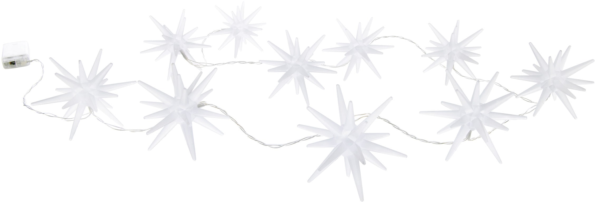 näve LED-Lichterkette »3D-Sterne, Weihnachtsdeko«, 10 St.-flammig, mit Timer  in weiß gefrostet aus Kunststoff Länge 165cm bestellen | BAUR | Lichterketten