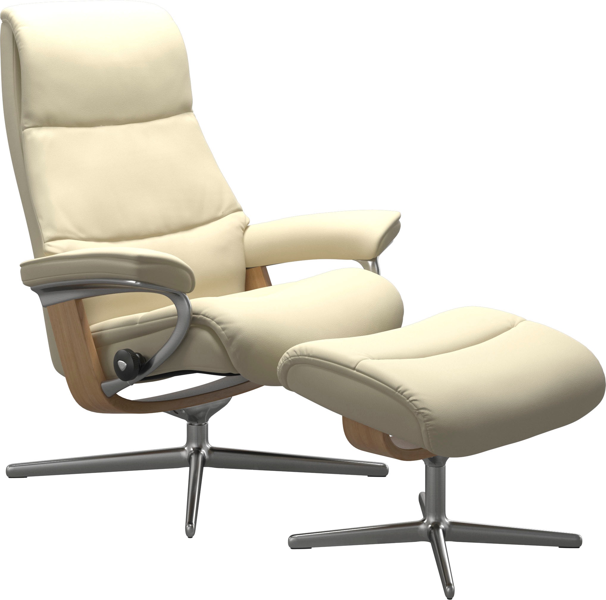 Stressless® Relaxsessel »View«, (Set, Relaxsessel mit Hocker), mit Hocker, mit Cross Base, Größe S, M & L, Holzakzent Eiche