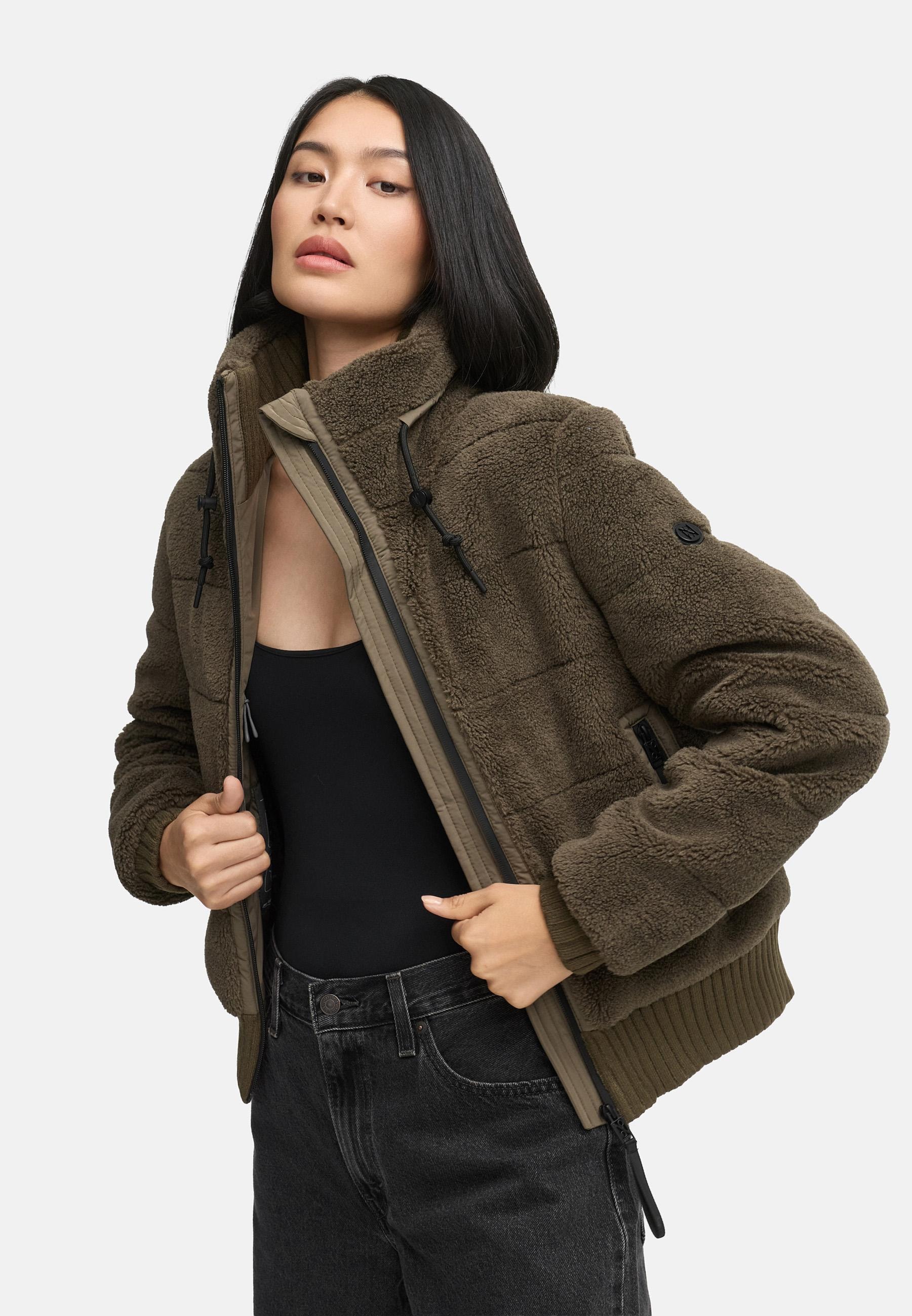 Navahoo Plüschjacke »Schneepuder 14«, warme Damen Teddyjacke für den Winter