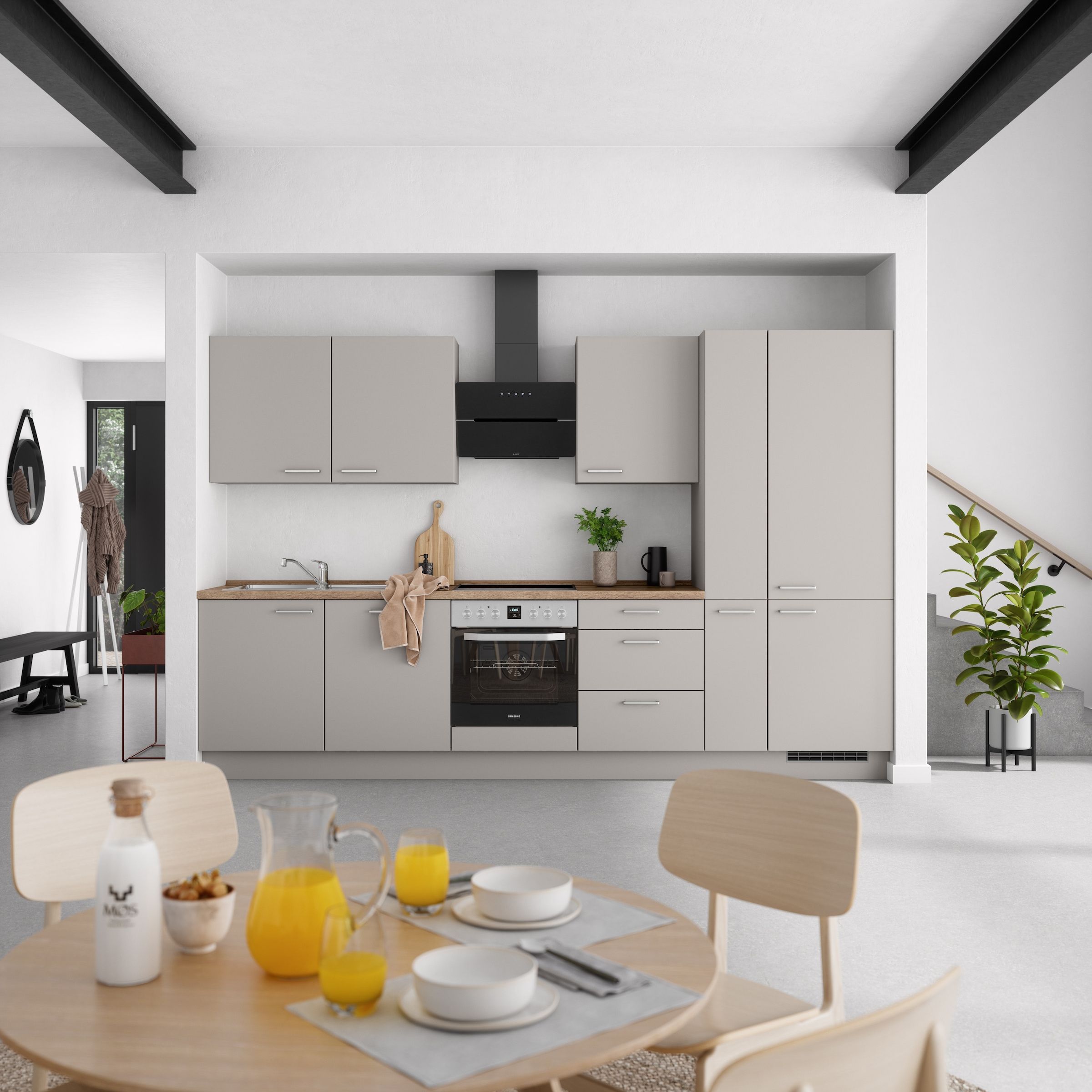 nobilia® Küchenzeile »"Touch II"«, vormontiert, Ausrichtung wählbar, Breite 330 cm, wahlw. mit E-Geräten