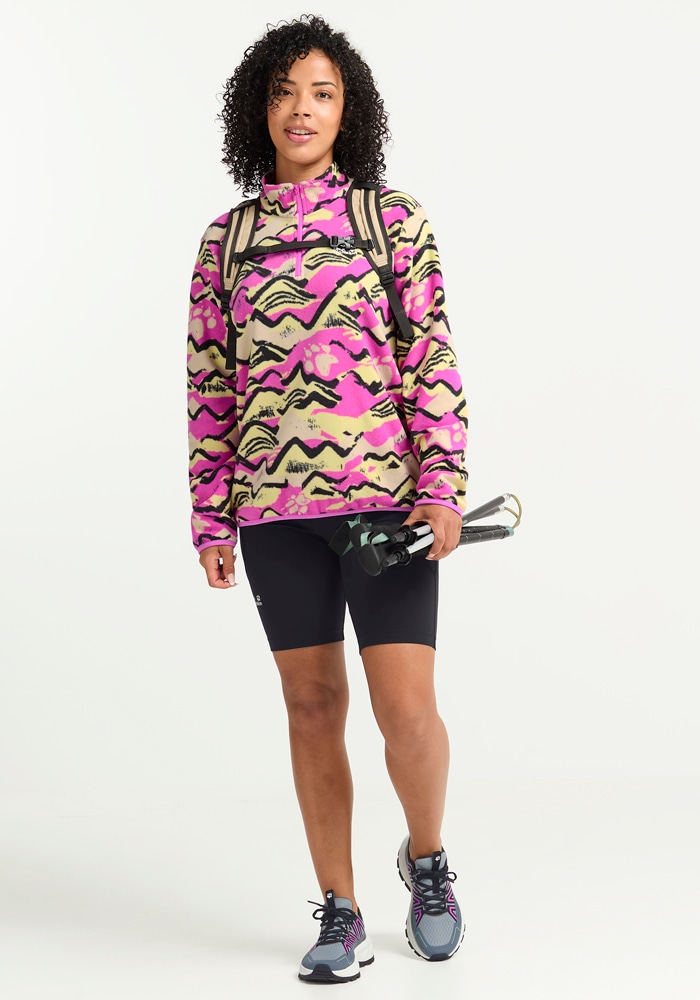 Jack Wolfskin Strickfleece-Pullover »PAW ERA 100 PRINT HZ W« aus Strickfleece, mit halbem Reißverschluss, mit Rundhalsausschnitt