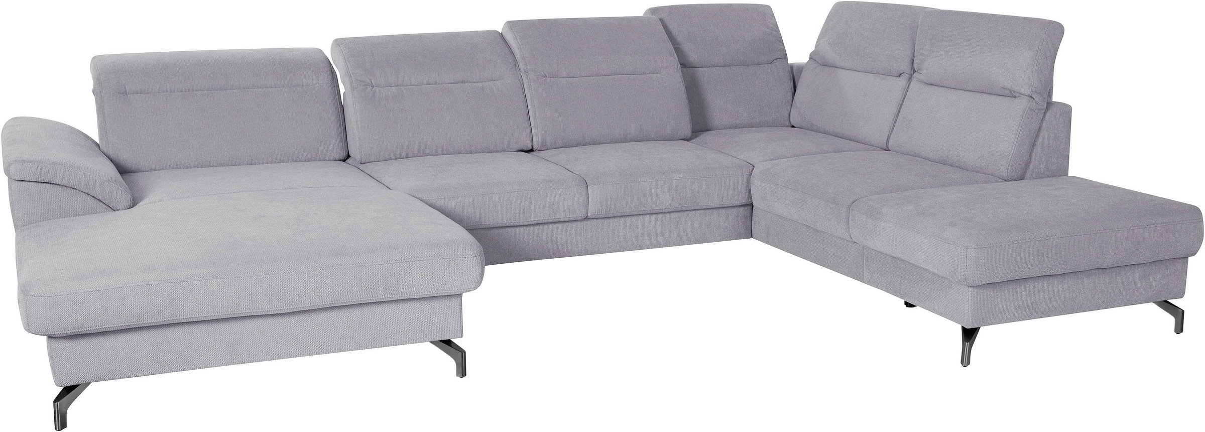 sit&more Wohnlandschaft »Percy U-Form«, 12 cm Fußhöhe, Sitztiefenverstellung, wahlweise in 2 Fußfarben