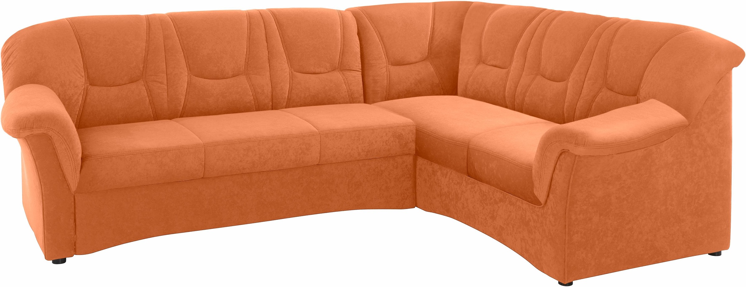 Ecksofa DOMO COLLECTION "Sarafina zeitlos&bequem, optional mit Federkern, Breite 240cm, L-Form", orange (terrakotta), B:240cm H:83cm T:190cm, Microfaser PRIMABELLE (100% Polyester) / Struktur (90% Polyester; 10% Polyacryl);Luxus-Microfaser (92% Polyester,