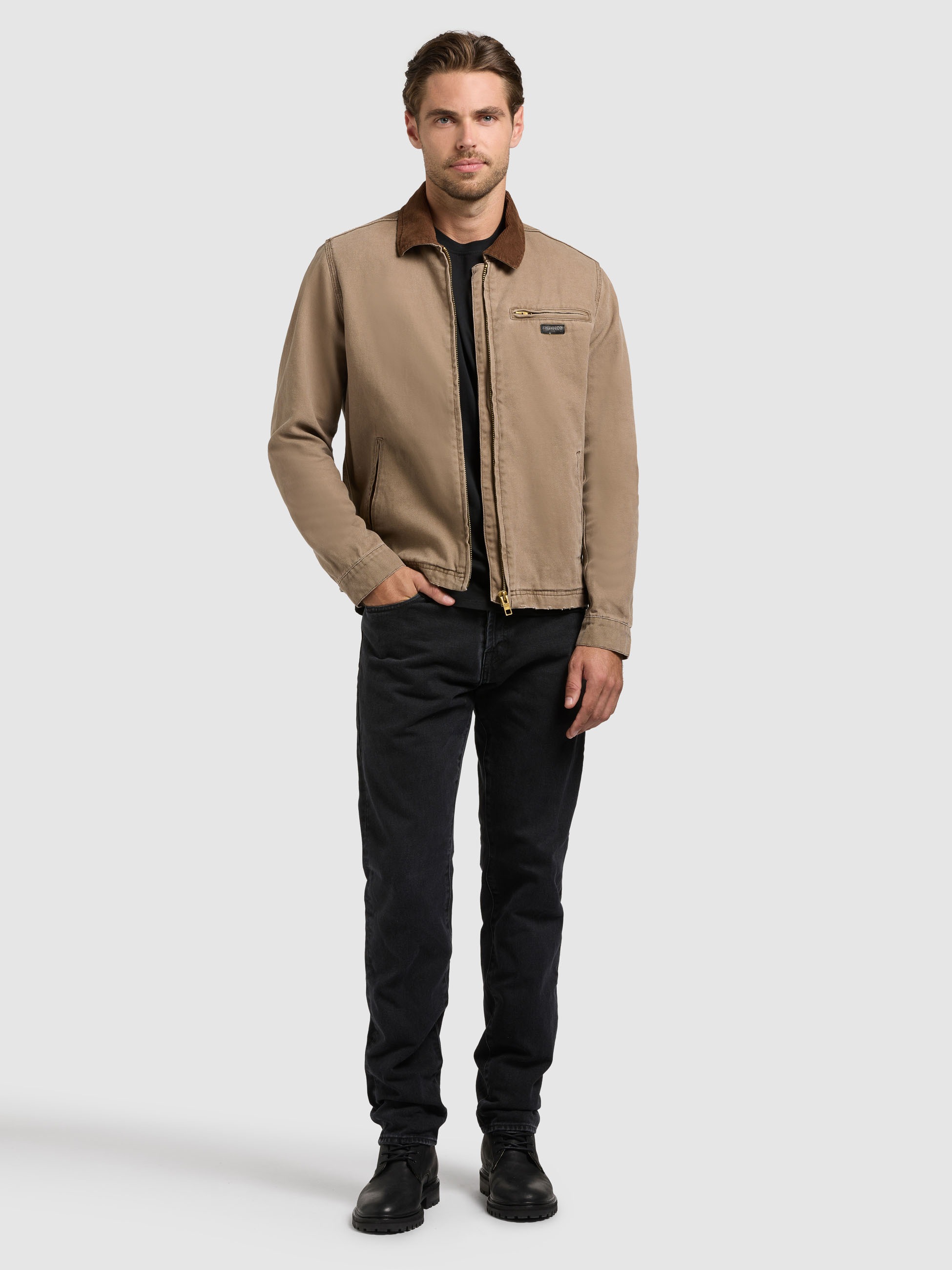 Blouson KHUJO "DEDDY", Herren, Gr. XL, braun, Canvas, 100% Baumwolle, regular fit, mit Druckknopf, Jacken Blouson 2