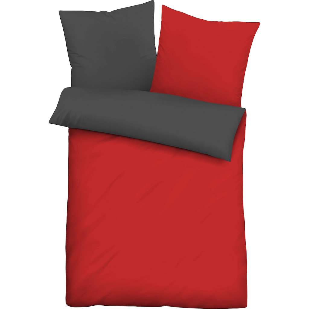 Castell Wendebettwäsche »Uni-Microfaser-Satin«, (2 tlg.), hautsympathische Microfaser Satin Qualität, 100% Polyester, Bett- und Kopfkissenbezug mit Reißverschluss, pflegeleicht, mit feinem Glanz, samtig weicher Stoff