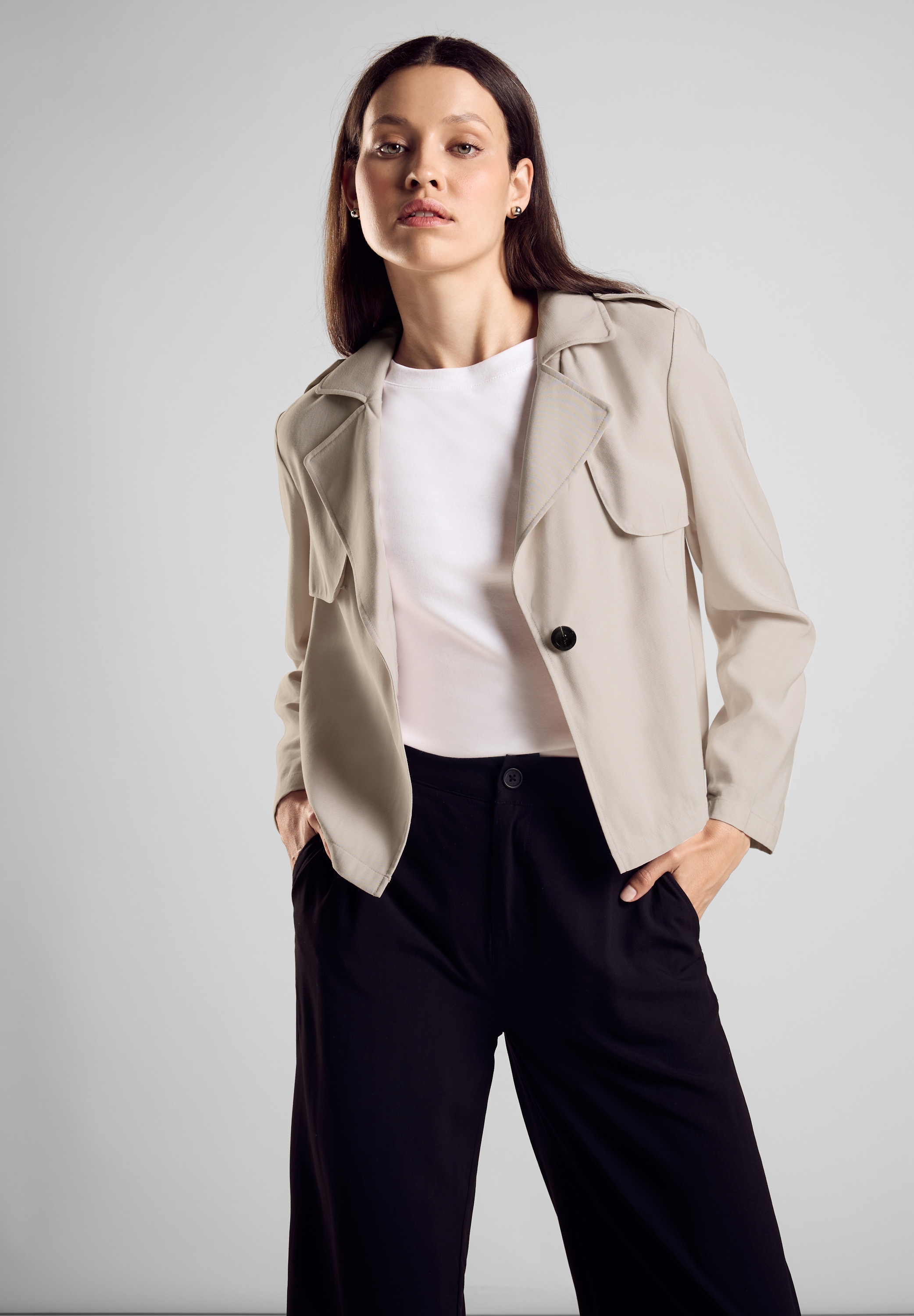 STREET ONE Kurzjacke be Kapuze su Reverskragen