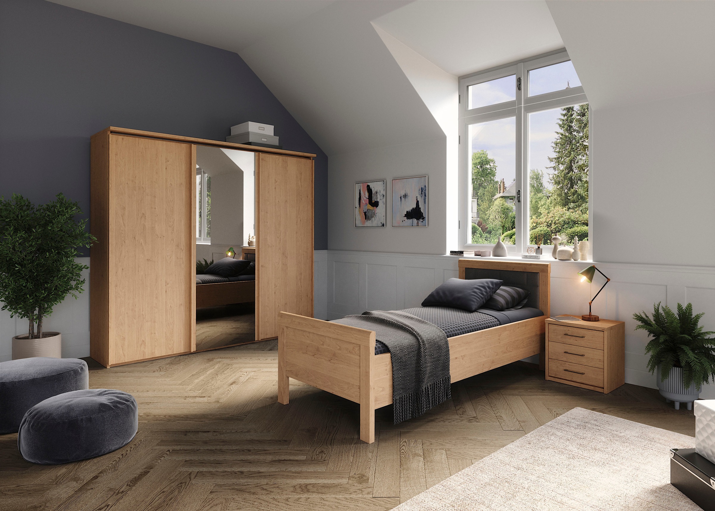 priess Einzelbett "Arnsberg" Komforthöhe mit gepolstertem Kopfteil günstig online kaufen