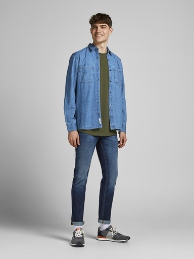 Jack & Jones Rundhalsshirt »JJEBASHER TEE O-NECK SS NOOS«, mit Rundhalsausschnitt