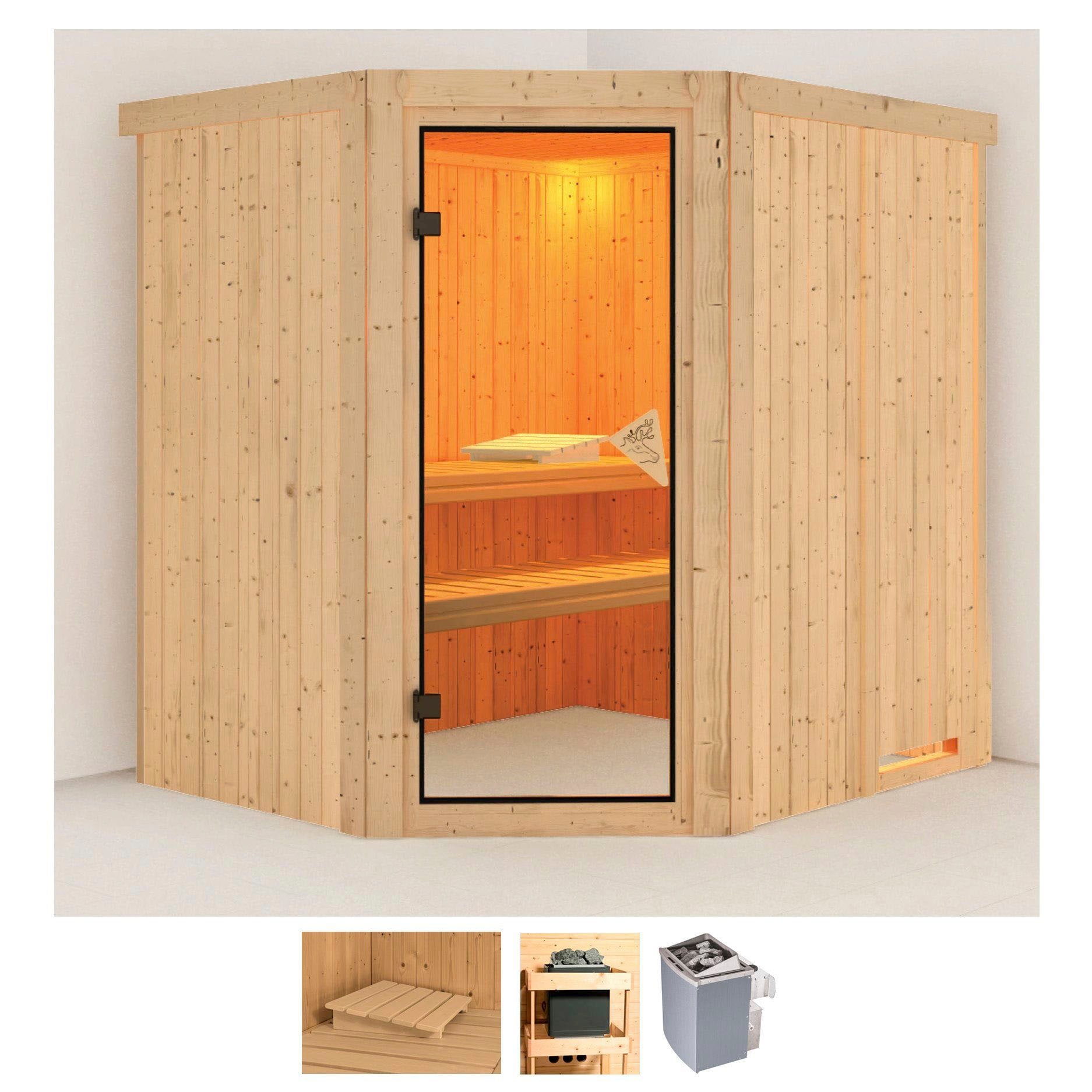 Karibu Sauna "Siirin" Set, Ofen 9 kW integr. Strg