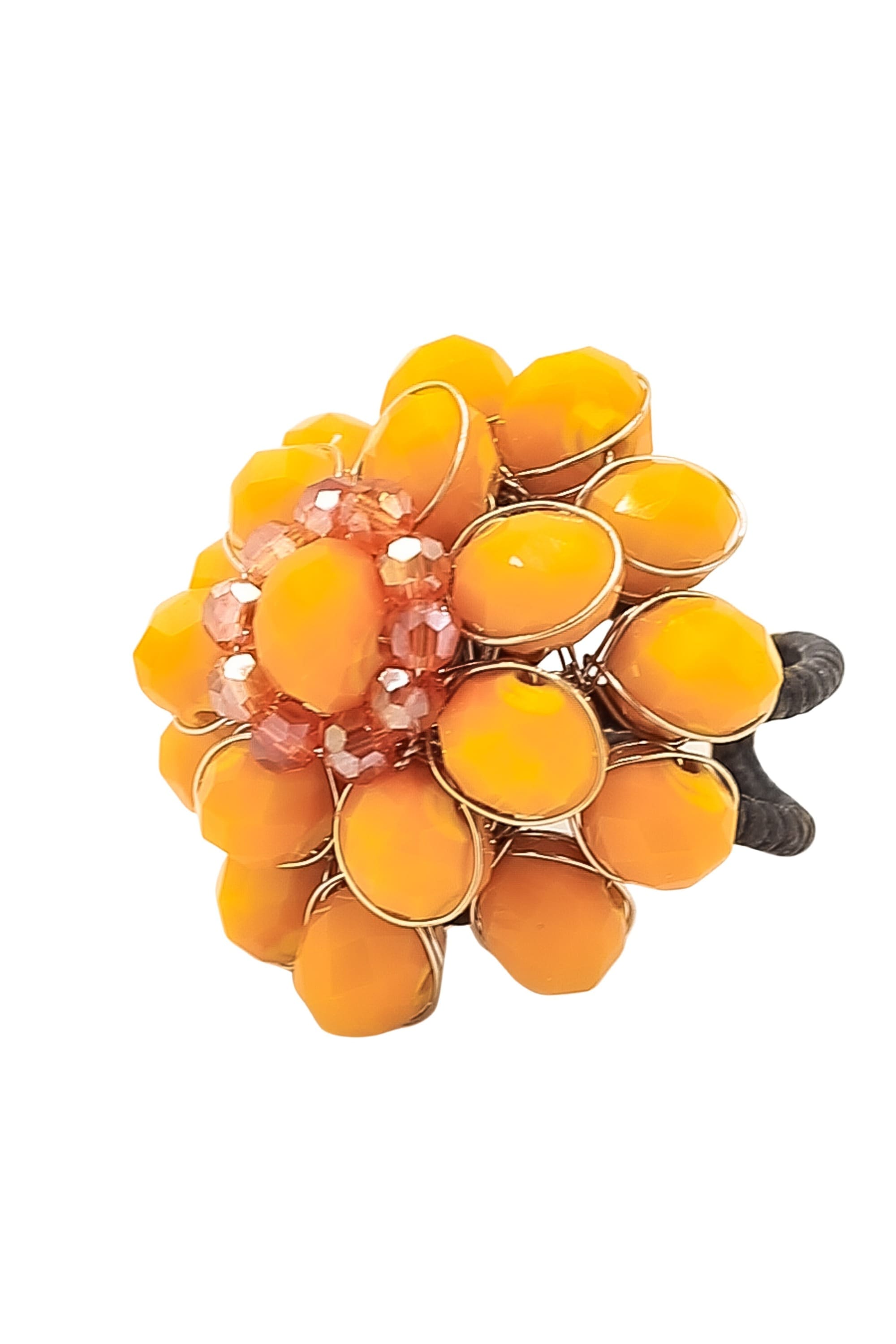 Fingerring "Blütenwunder", orange, COLLEZIONE ALESSANDRO, Fingerringe, Damen, Glas, Fingerring