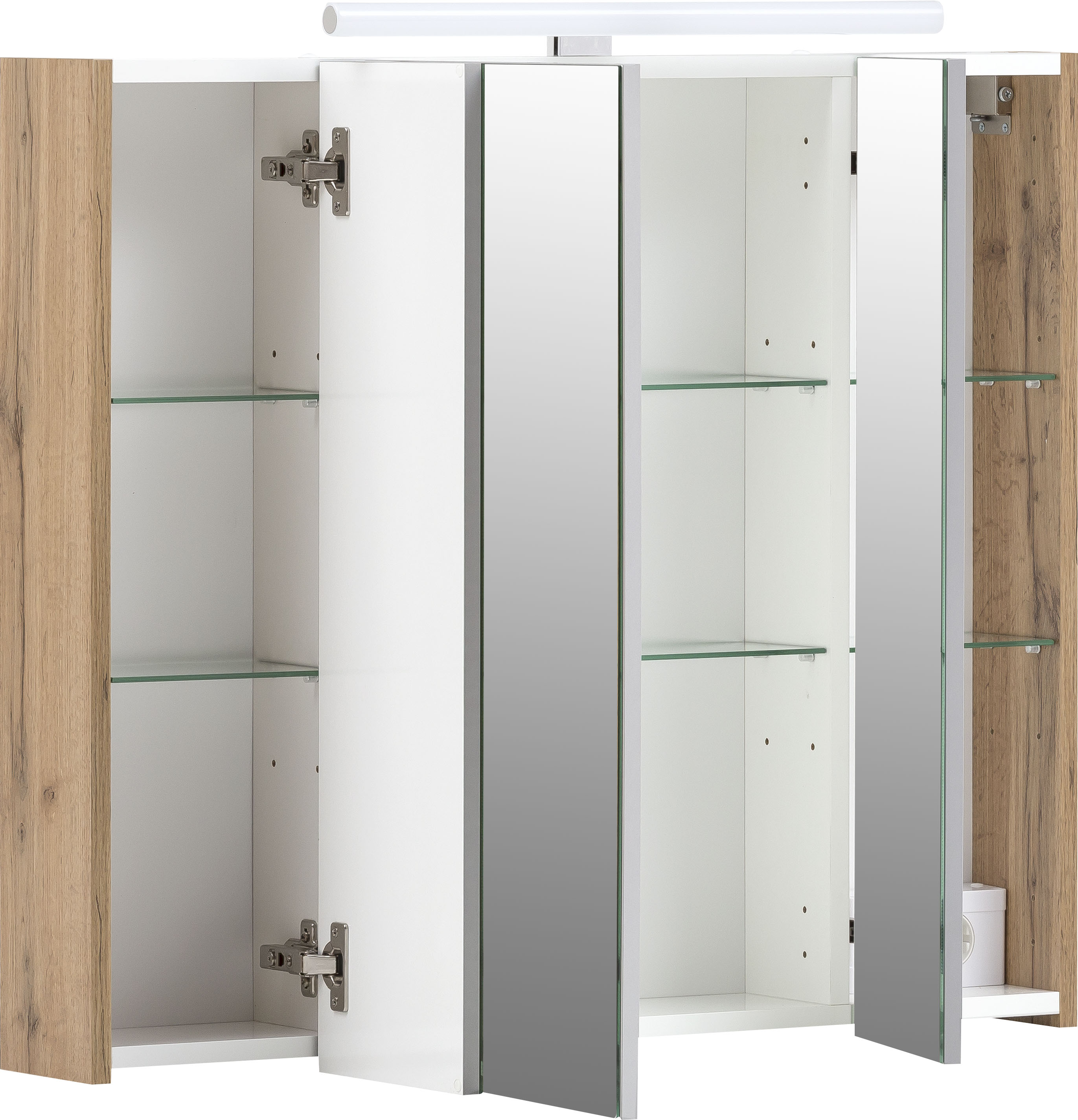 Thumbnail - Schildmeyer Spiegelschrank "Duo", Breite 80 cm, 3-türig, LED-Beleuchtung, Schalter-/Steckdosenbox