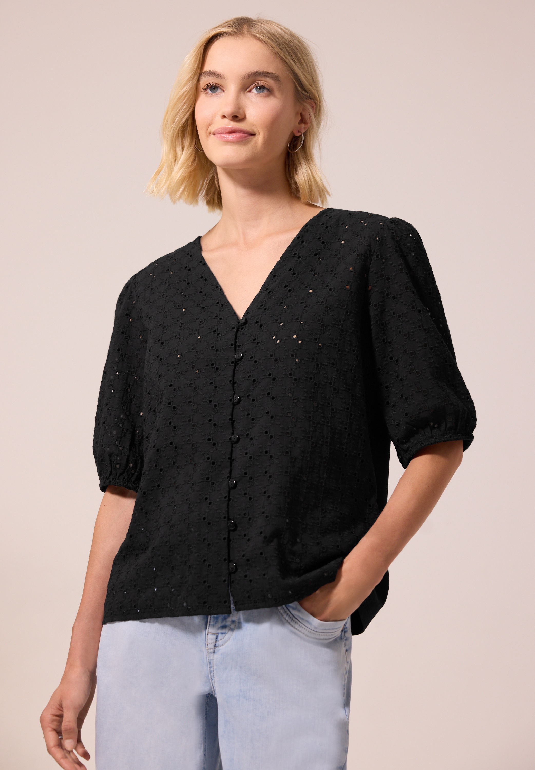 STREET ONE STUDIO Blusenshirt mit V-Ausschnitt