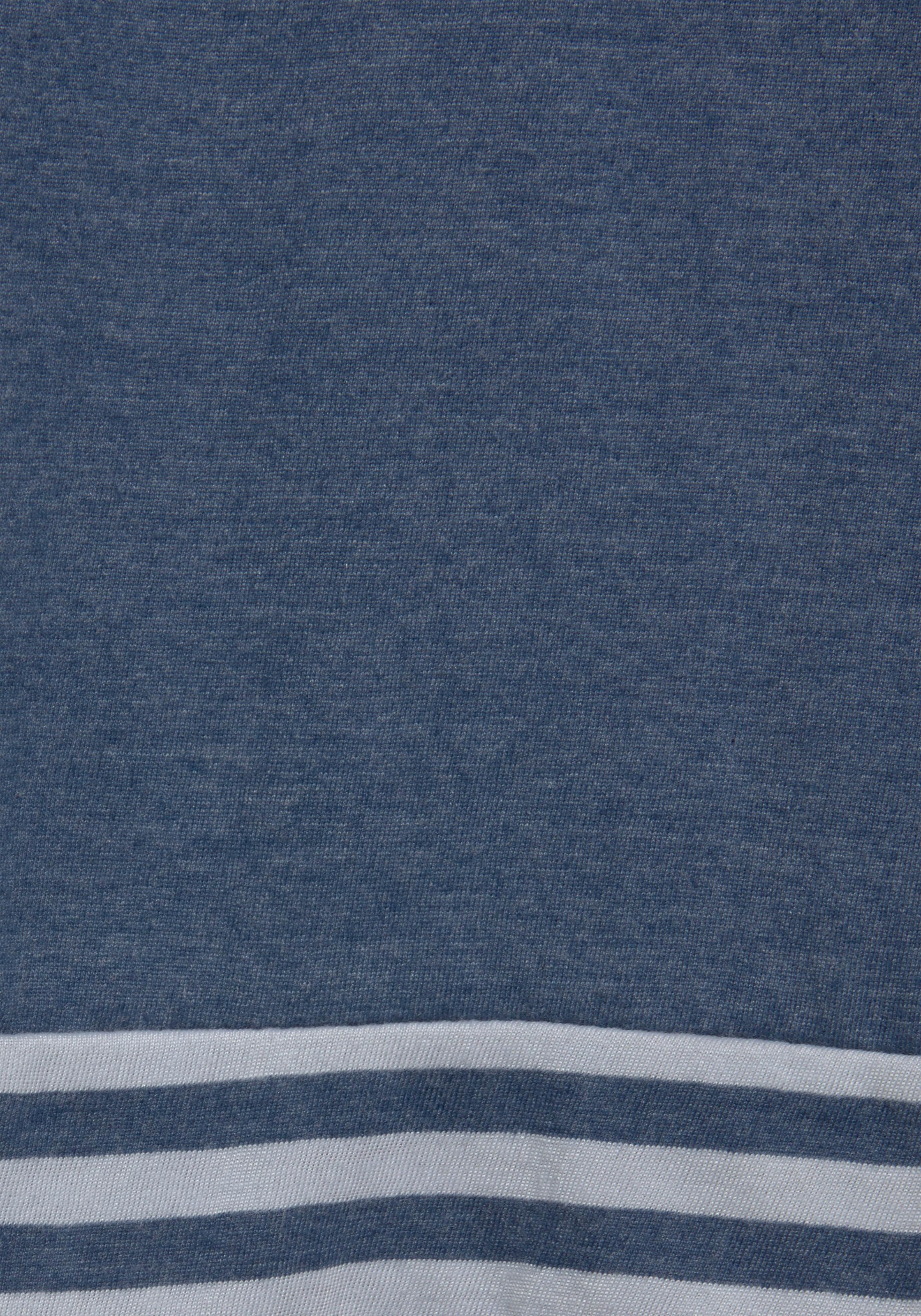 Nachthemd ARIZONA, Damen, Gr. 44/46, N-Gr, blau, Jersey, Obermaterial: 60% Baumwolle, 40% Polyester, meliert, Basic, bequem ca. Mitte Oberschenkel, Rundhals, Bündchen, Kleider Nachthemd, mit gestreiften Bündchen 3