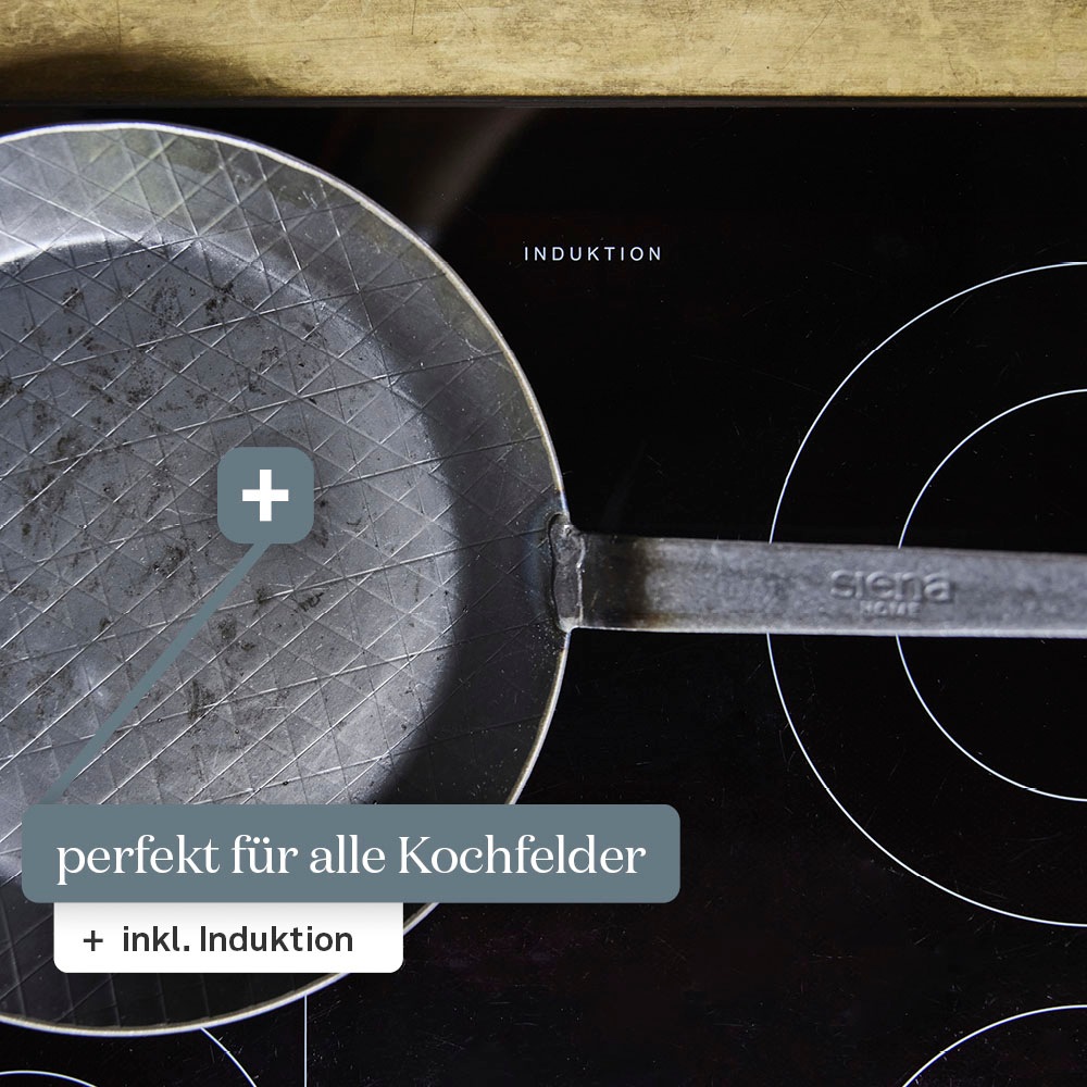Hakenstiel, Home Gusseisen, (1 in kaufen Bratpfanne Induktion schmiedeeisern, Siena BAUR Germany, Made »Fermo«, flach, | tlg.),