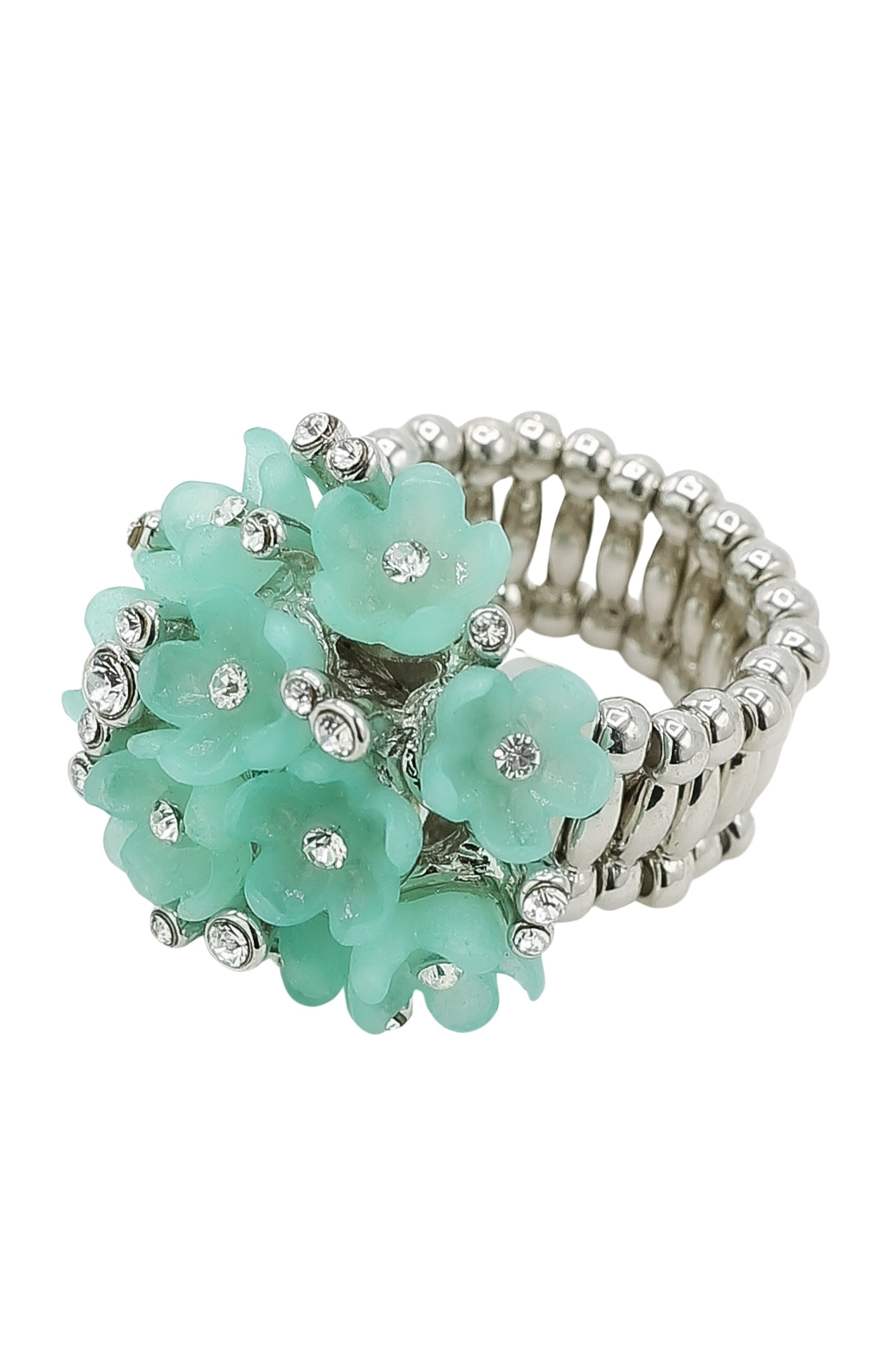 Fingerring "Funkelblüte", grün, COLLEZIONE ALESSANDRO, Fingerringe, Damen, Messing, Fingerring