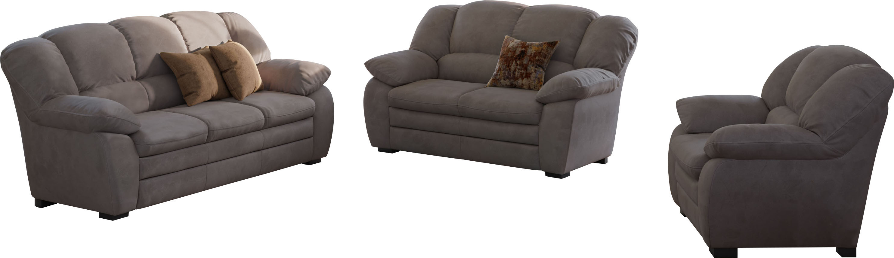 COTTA Polstergarnitur "Casino, 3tlg. Set, Sofa Wohnzimmer Garnitur, Wellenunterfederung" Set, 3 tlg. Sessel, 2-Sitzer, 2,5-Sitzer, hohe Rückenlehne