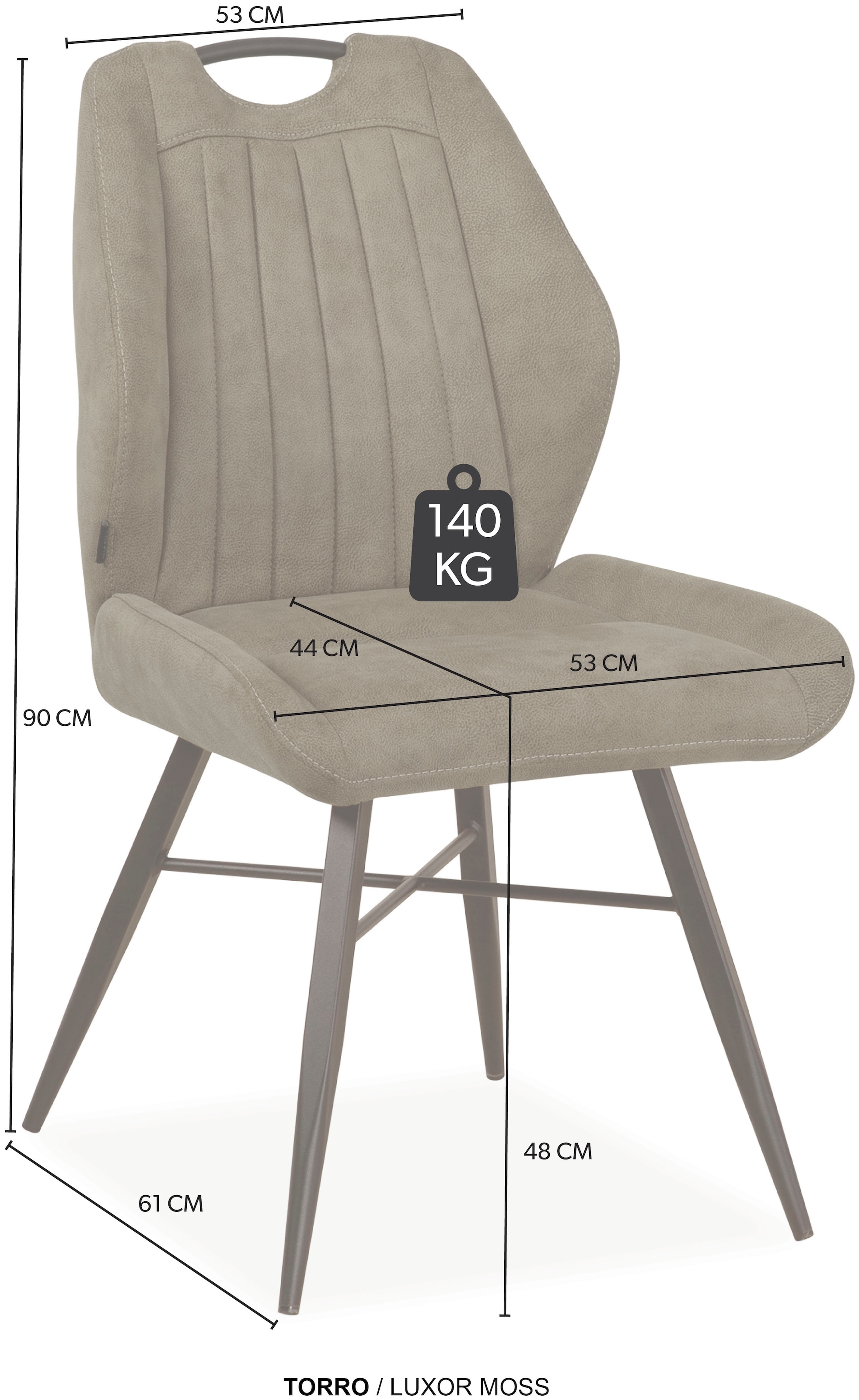 OMG Design Esszimmerstuhl »Torro«, (Set), 2 St., Stoff, bequemer Polsterstuhl, pflegeleichter Bezug