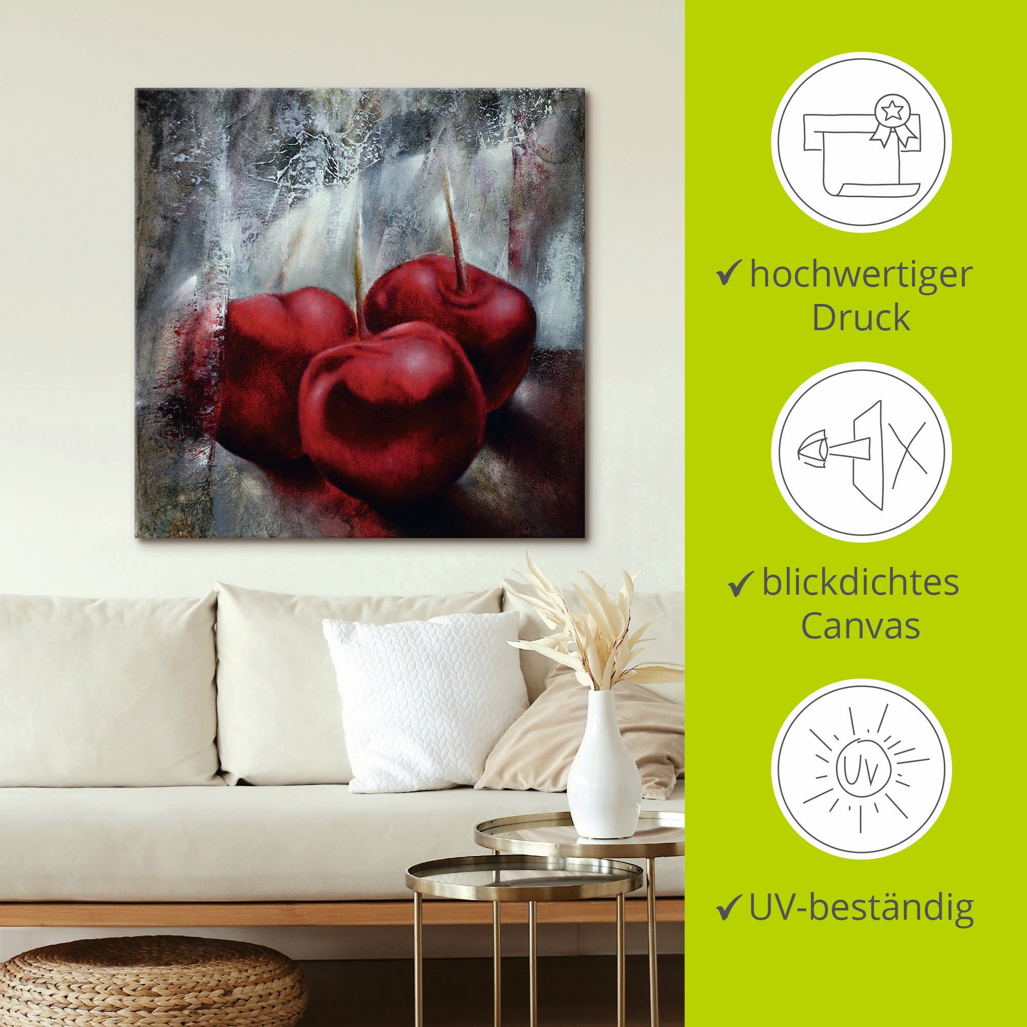 Artland Wandbild »Kirschen«, Speisen, (1 St.), als Leinwandbild, Poster in verschied. Größen