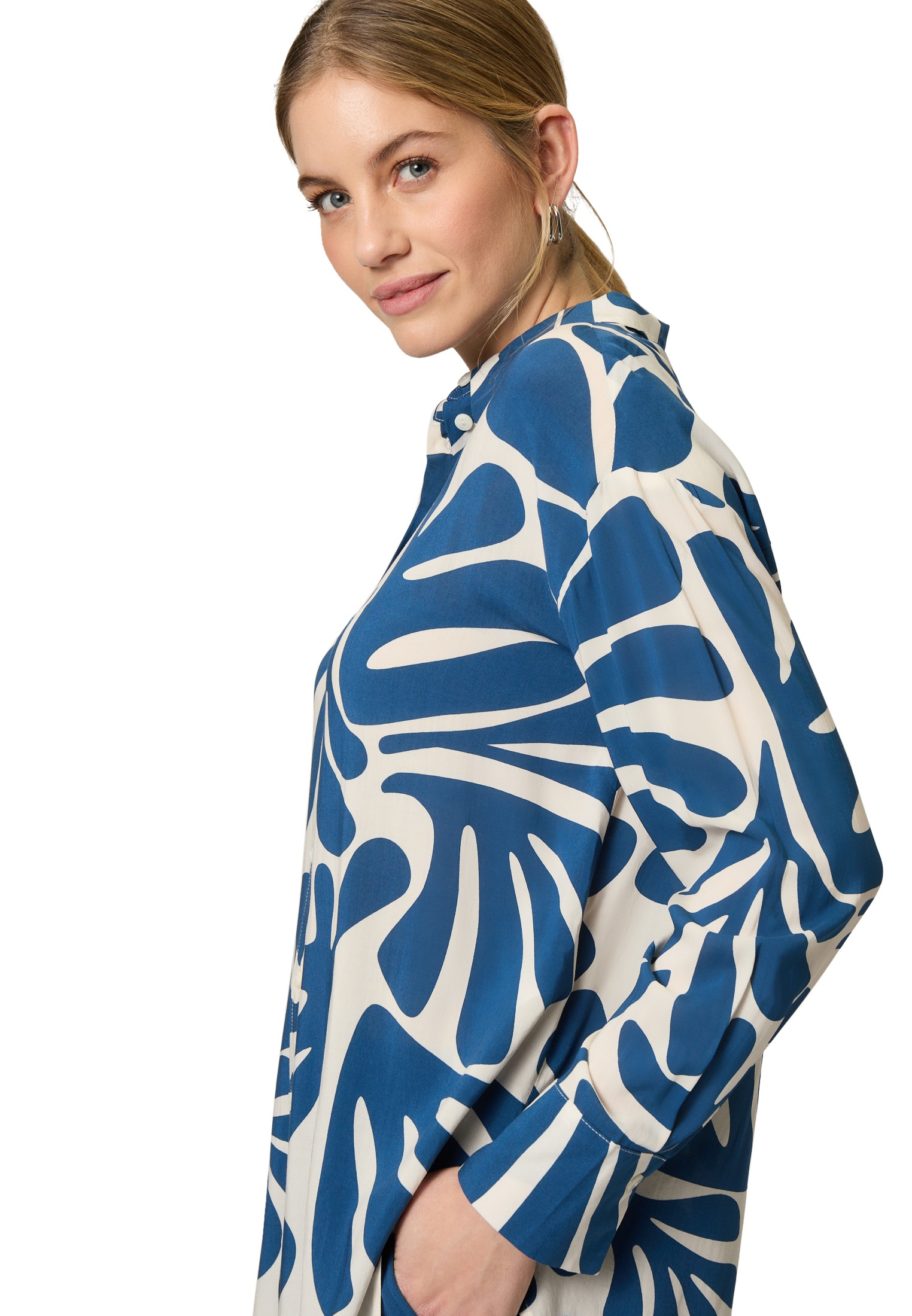 Zero Schlupfbluse »zero Oversized-Bluse mit Blattmuster«