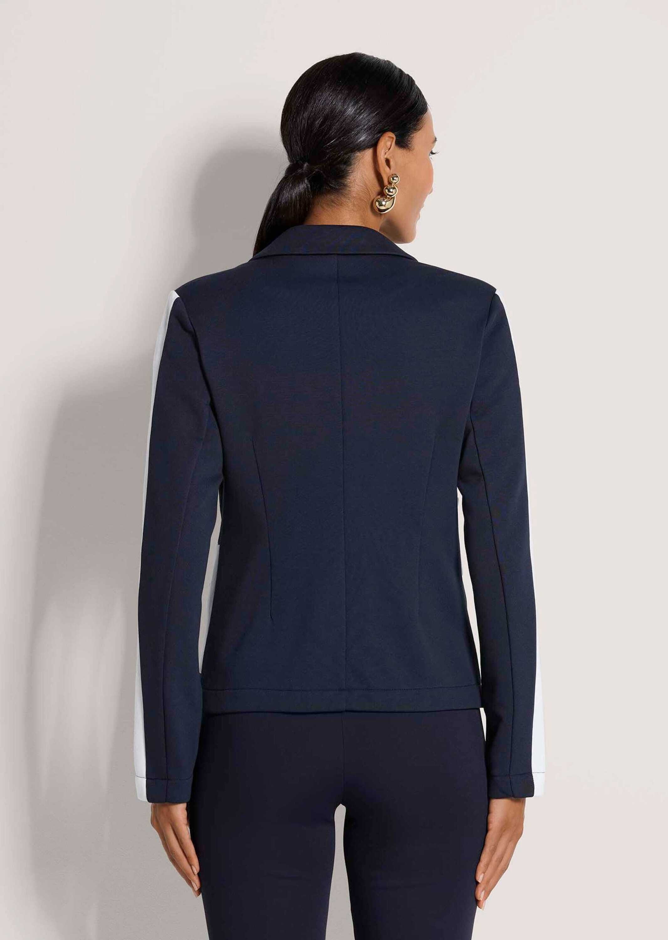 MADELEINE Langarmshirt »Blazer Elegante Businessjacke mit Kontrasten« Asymmetrische Blocktreifen