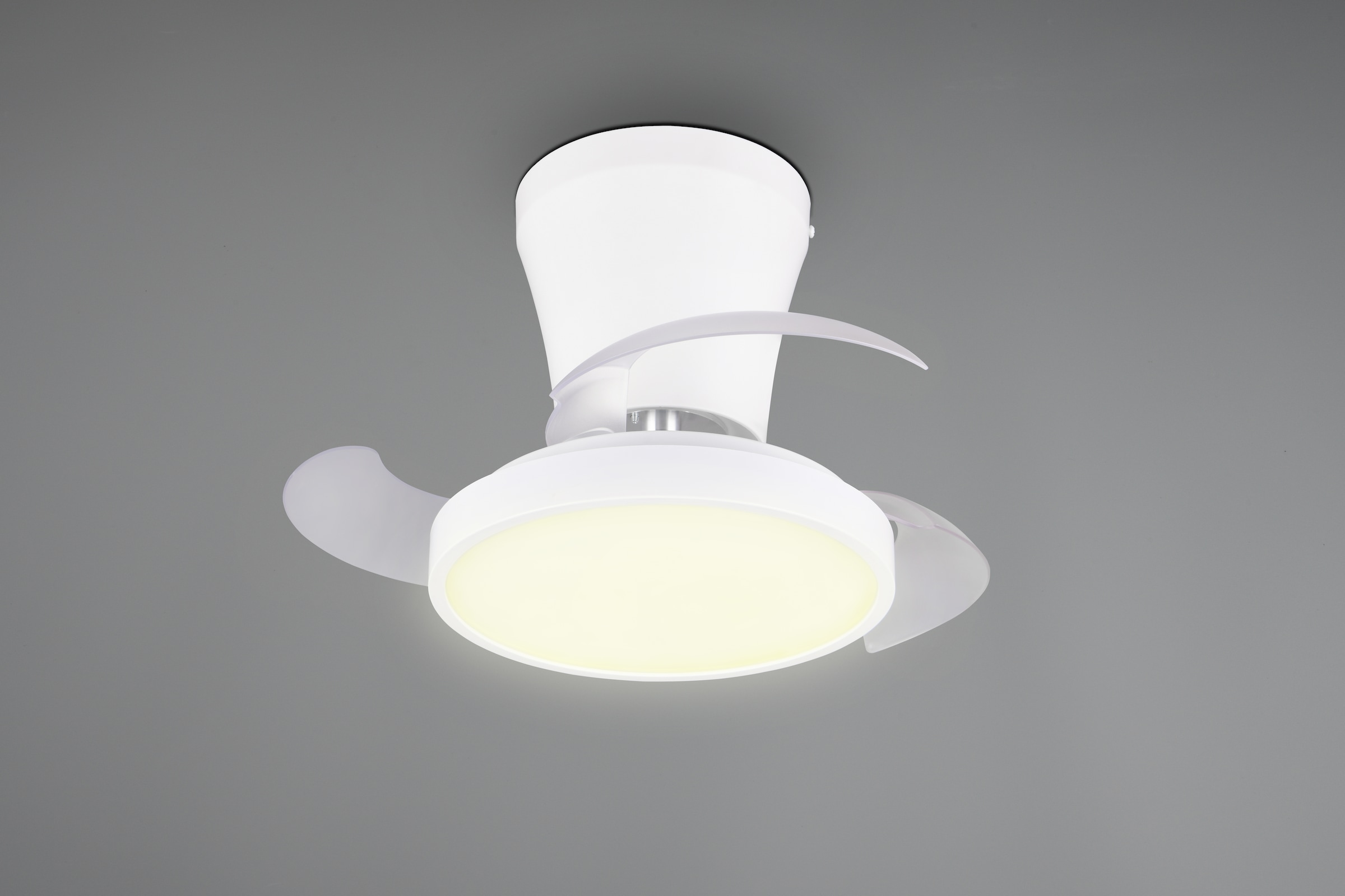 REALITY Leuchten LED Deckenleuchte »MOSS mit Ventilator, Deckenventilator mit ausklappbaren Flügeln 10W« LED-Board 1 Stk. Farbwechsler | warmweiß - kaltweiß Ø 22 - 41 cm (aufgeklappt), 6 Stufen, LED 13W CCT dimmbar Timer Fernb.