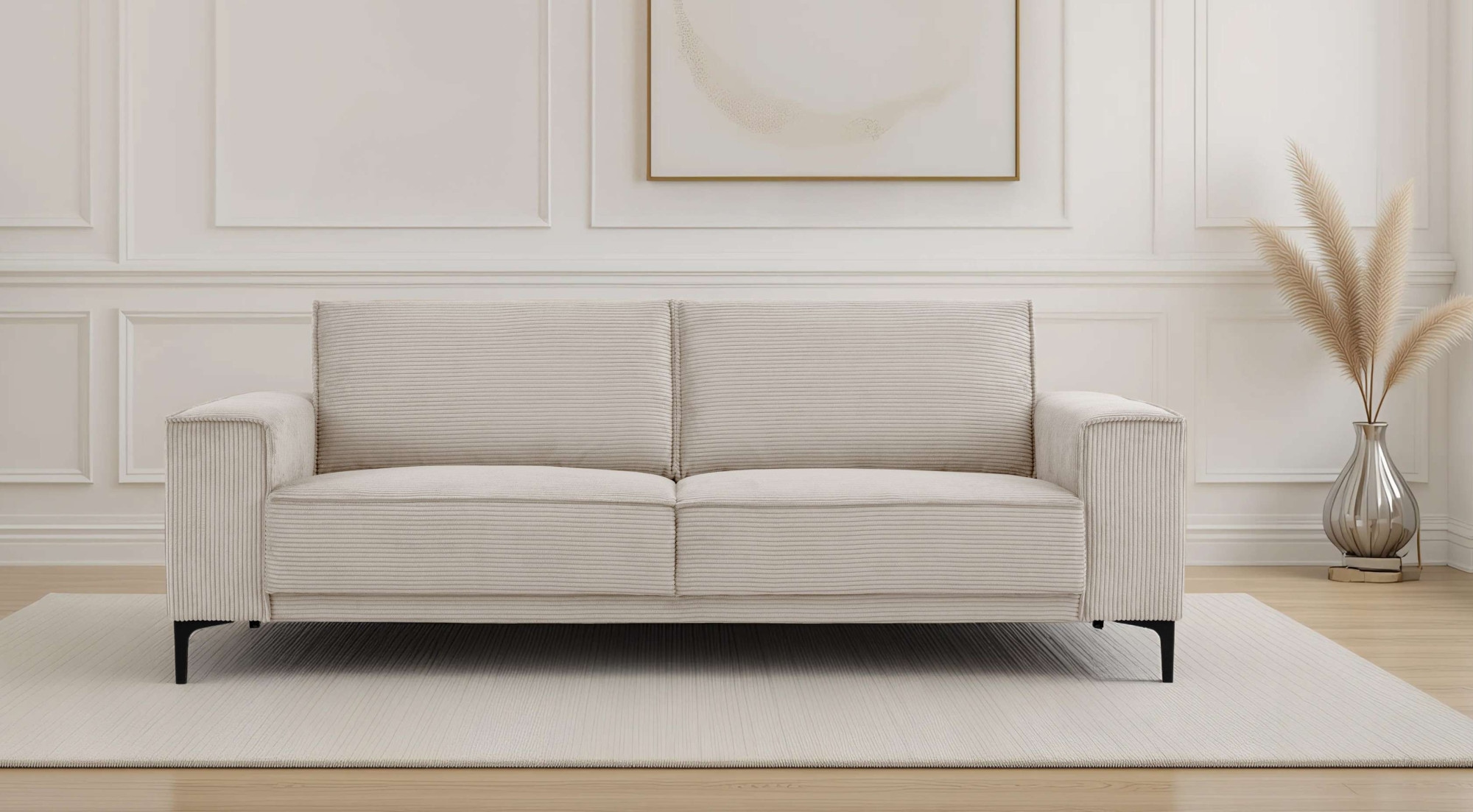 OTTO home 3-Sitzer "OLAND Cord, Sofa, B: 224 cm, Skandi-Design" Struktur, Flachgewebe, Luxus-Microfaser, Boucle