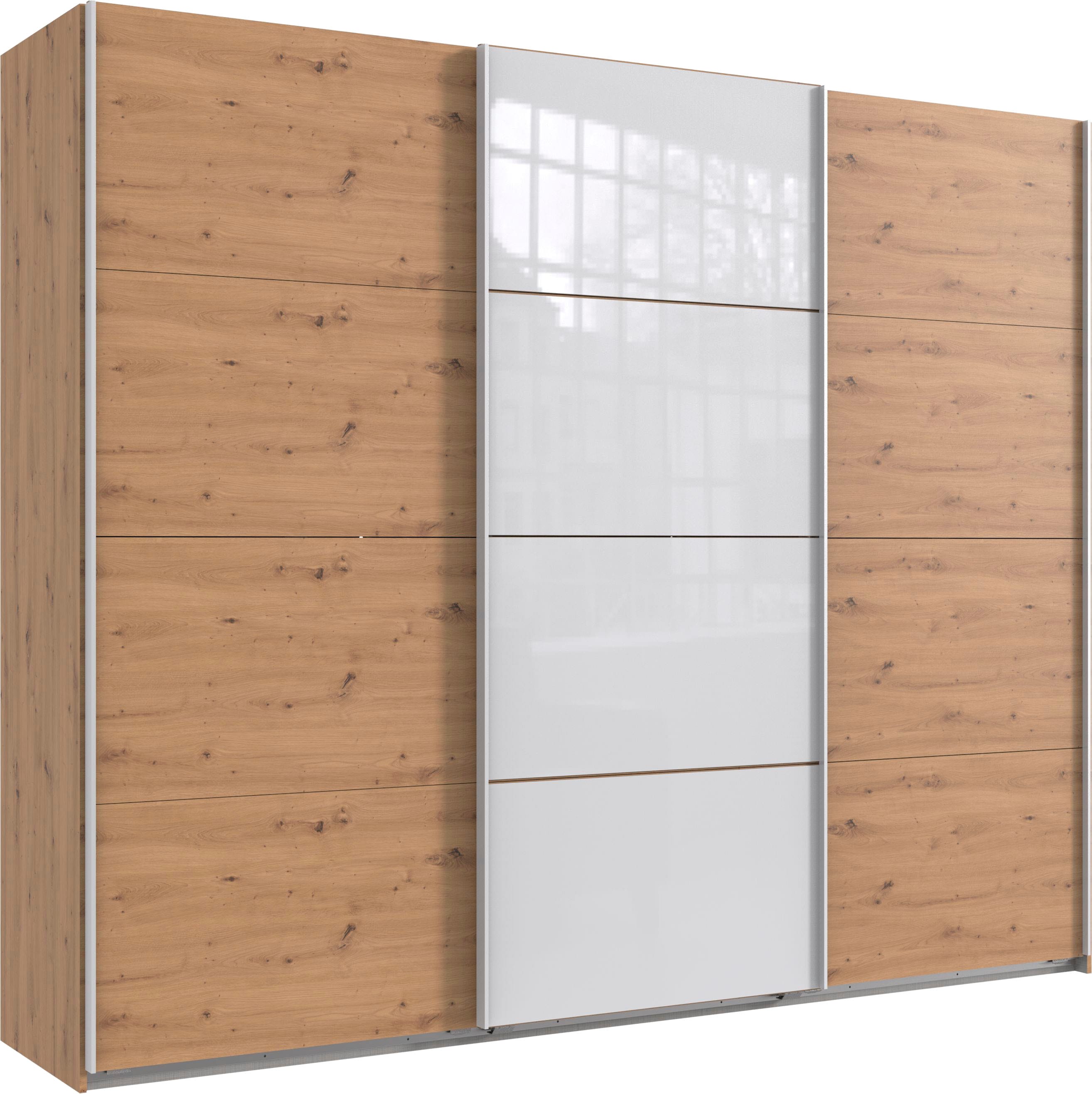Wimex Schwebetürenschrank "Norderstedt" INKLUSIVE 2 Stoffboxen und 2 zusätzliche Einlegeböden, mit Glastür