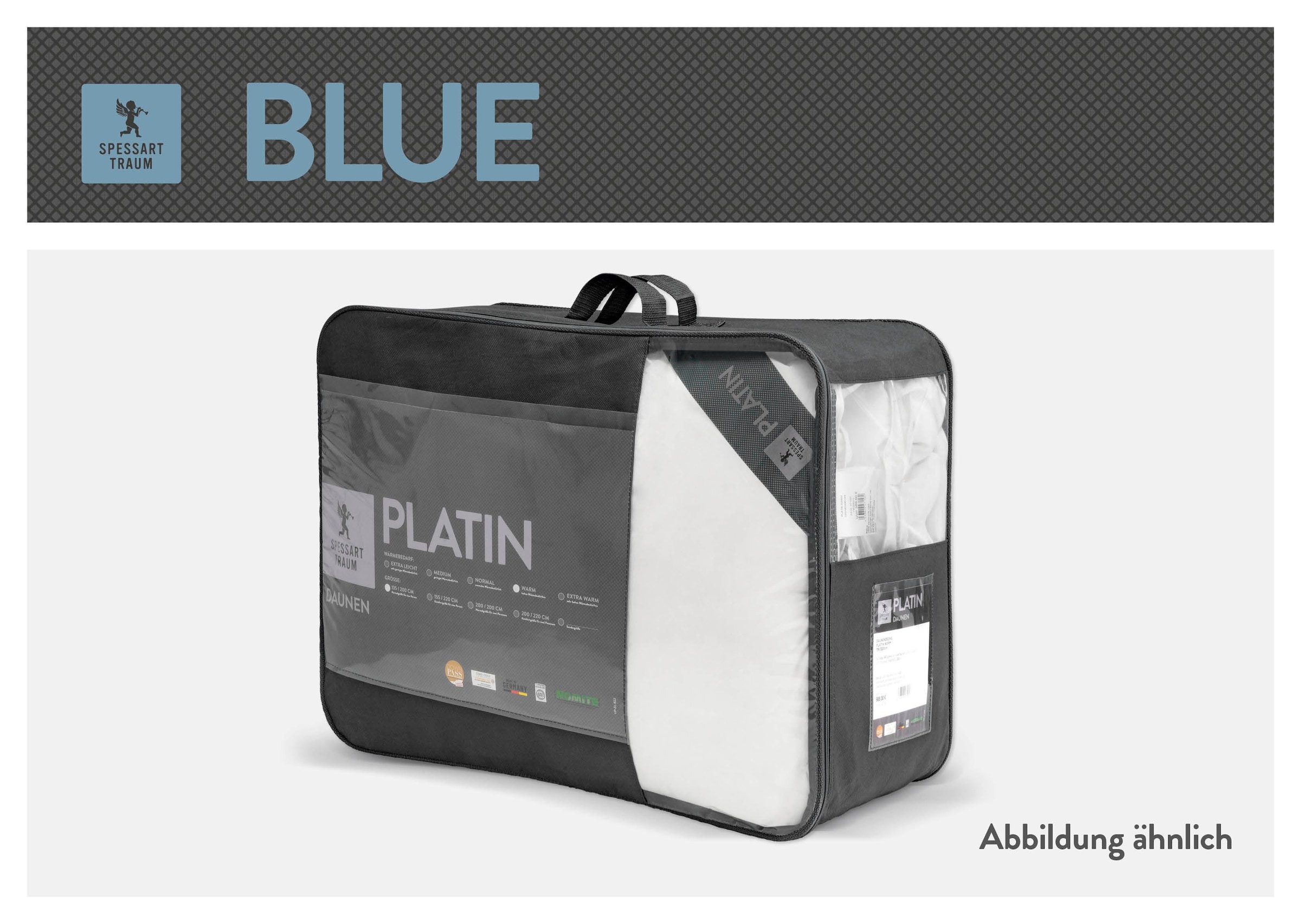 SPESSARTTRAUM Daunenbettdecke »Blue«, extraleicht, Füllung 60% Daunen, 40% Federn, Bezug 100% Baumwolle, (1 St.), hergestellt in Deutschland, allergikerfreundlich