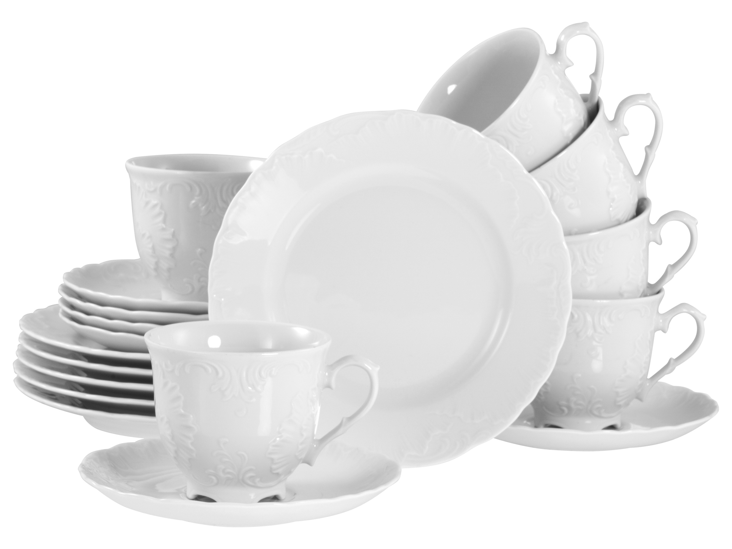 CREATABLE Kaffeeservice "Rokoko, Service 18-tlg.", 18weiß, Geschirr-Sets, Daily Use, Zeitlos