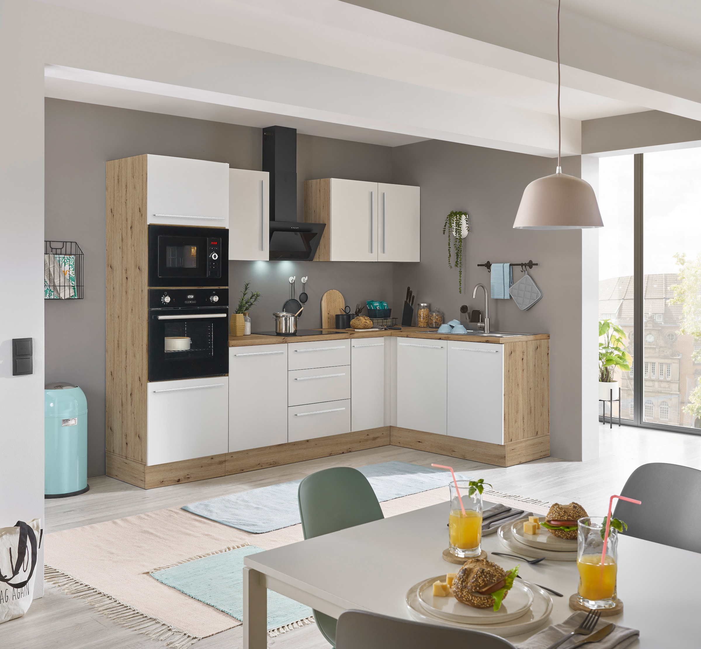 KOCHSTATION Winkelküche »Florida, Stellbreite 270x165 cm« wahlweise mit E-Geräten, mit Softclose für Türen und Schubkästen