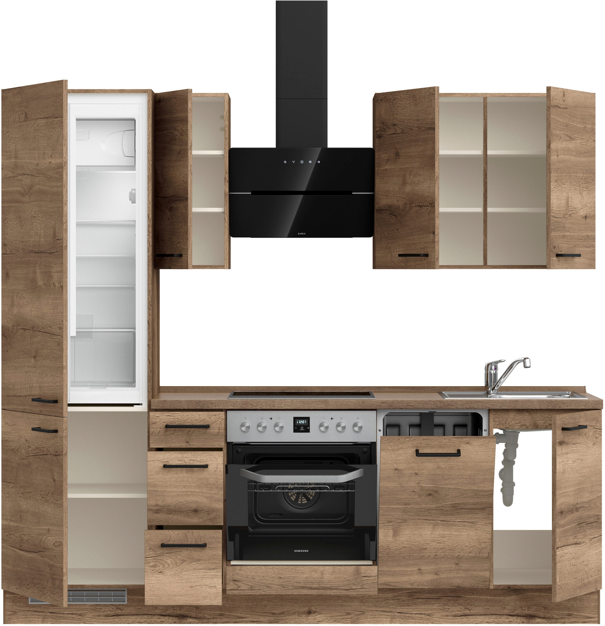 nobilia® Küchenzeile »"Structura II"«, vormontiert, Ausrichtung wählbar, Breite 240 cm, wahlw. mit E-Geräten