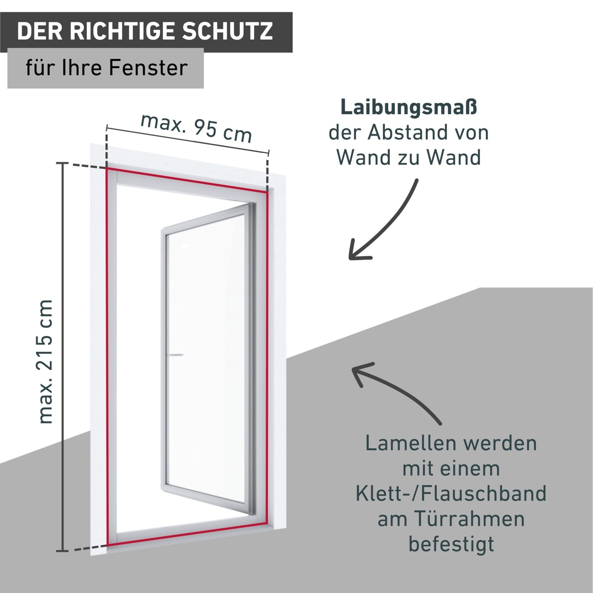 Windhager Insektenschutz-Vorhang »Basic für Balkon- und Terrassentüren, Fliegengitter Magnetvorhang« Packung, 1 Stk. tlg. Insektenschutz mit Magneten, ohne bohren, 95 x 215 cm, anthrazit