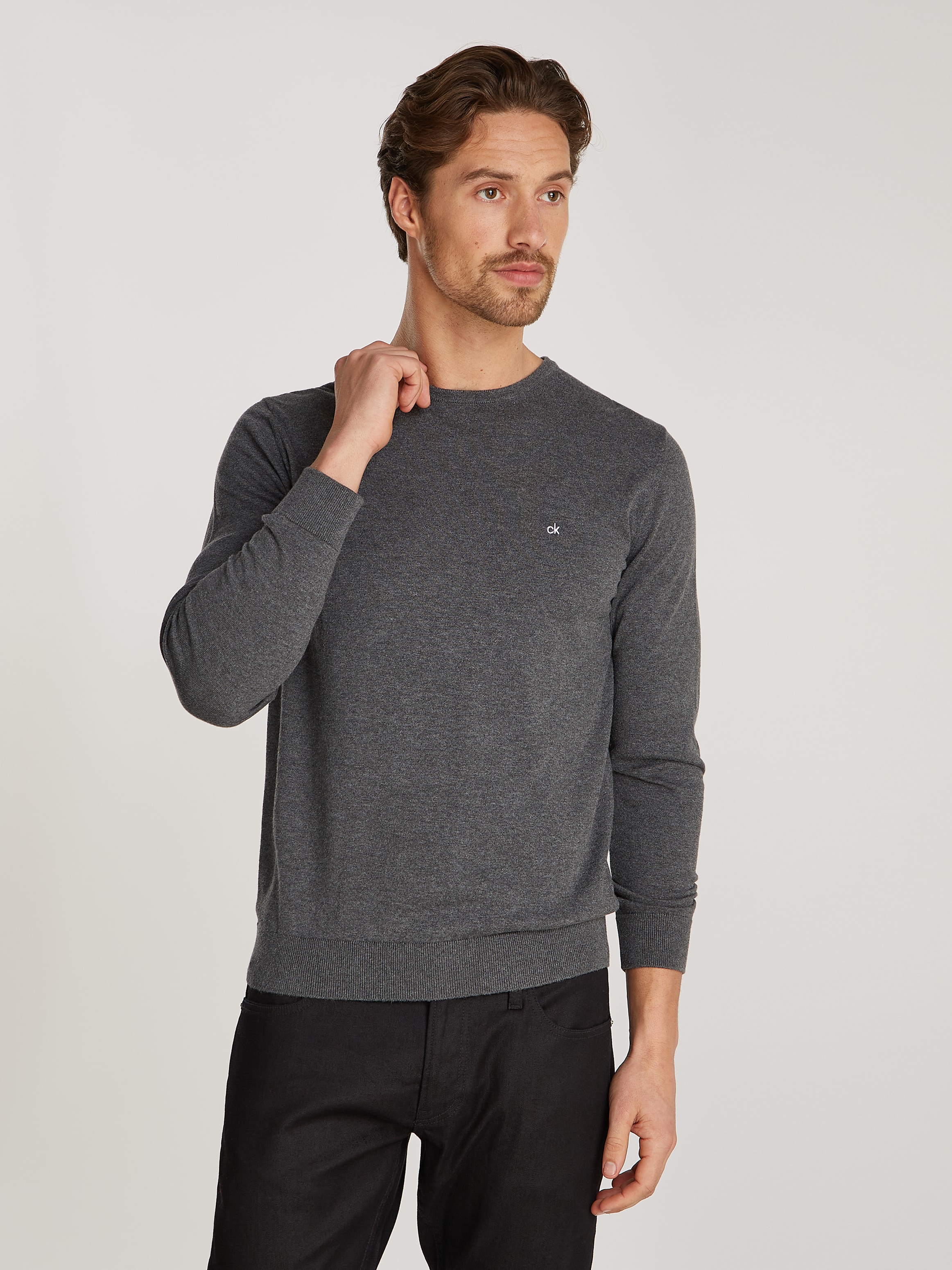 Calvin Klein Rundhalspullover "COTTON SILK BLEND CN SWEATER", mit Logoprägung