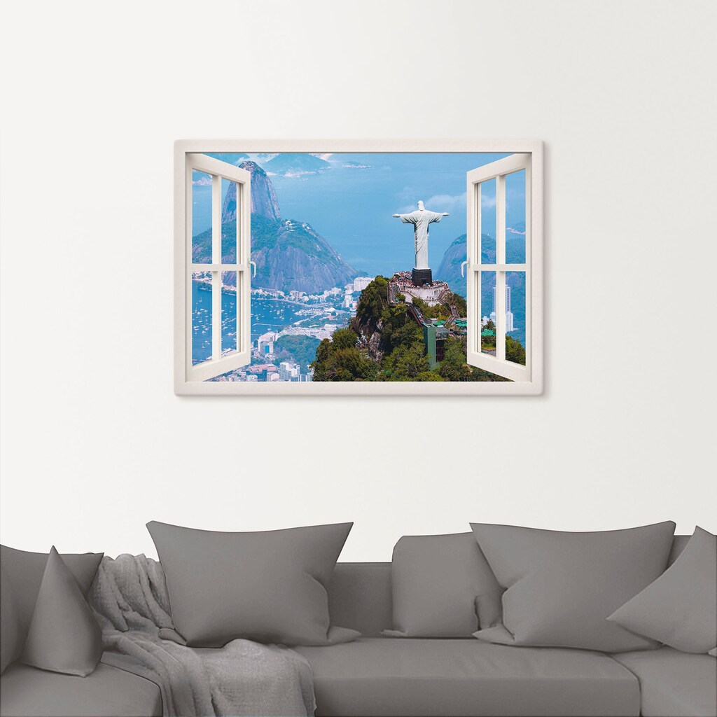Artland Leinwandbild »Rio de Janeiro mit Cristo, weiß«, Gebäude, (1 St.)