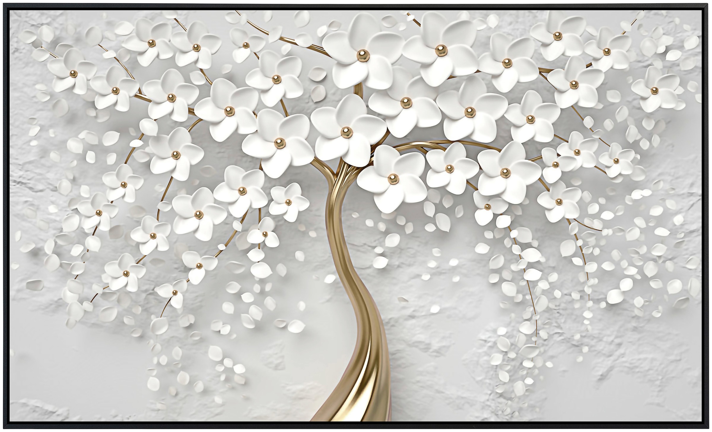 Papermoon Infrarotheizung »Blumen weiß gold«, sehr angenehme Strahlungswärme