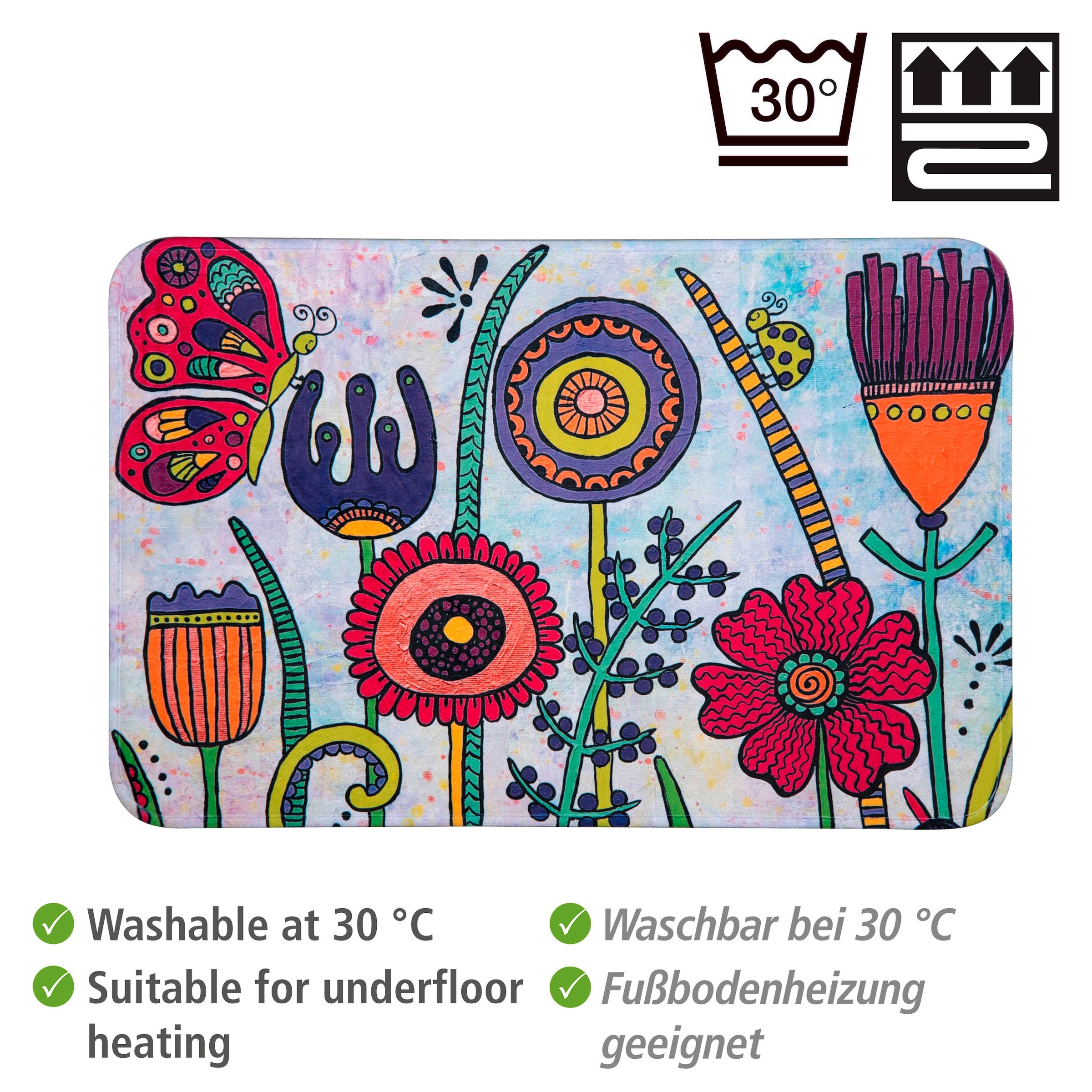 WENKO Badematte »Rollin'Art Full Bloom«, BxL: 45 x 70 cm