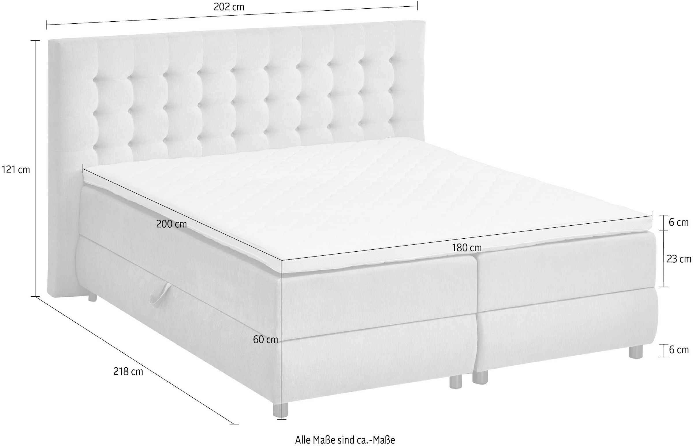 ATLANTIC home collection Boxspringbett »Tina«, mit Bettkasten und Topper, auch in Überlänge