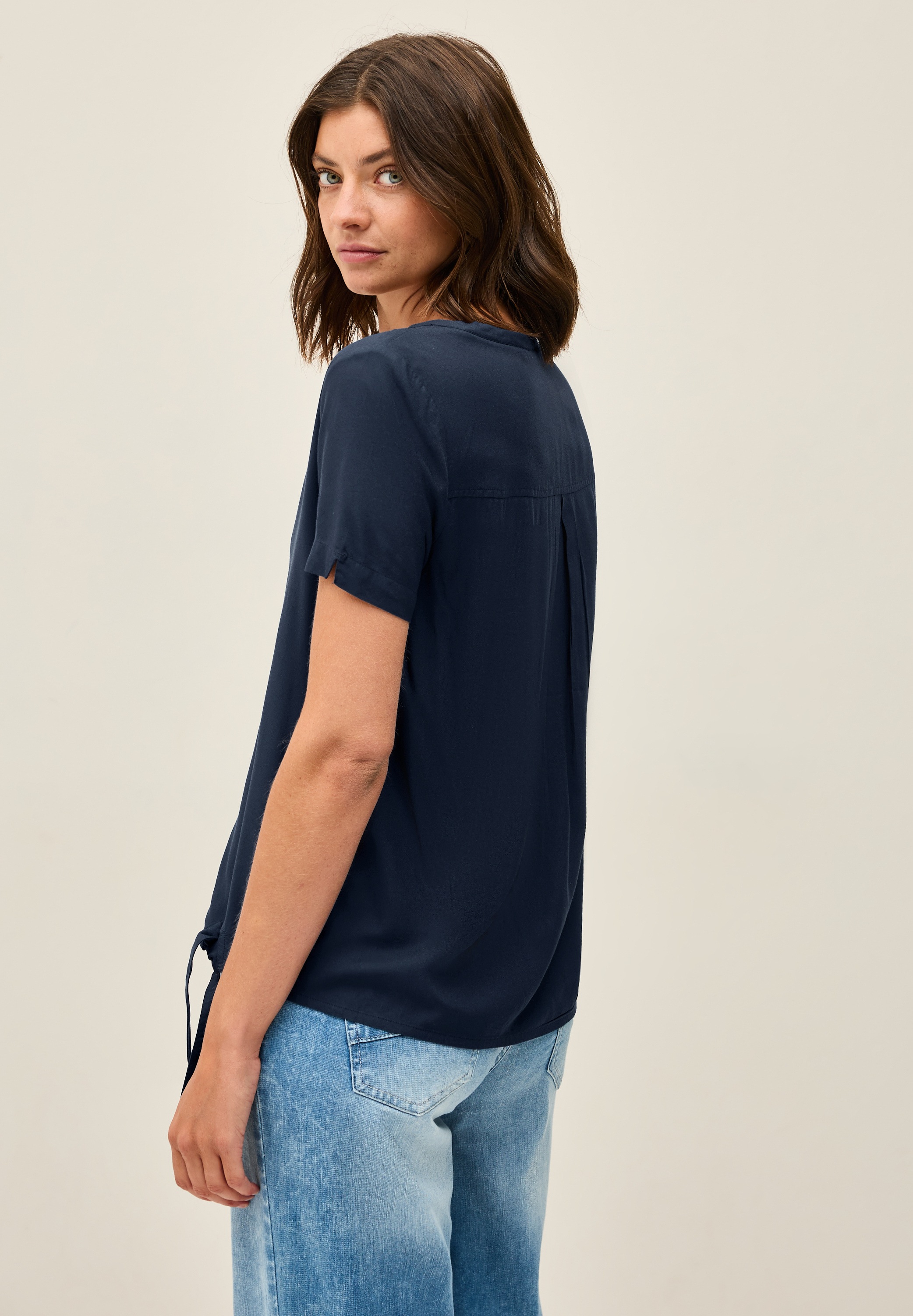 Cecil Shirtbluse Elastiksaum mit Knotendetail günstig online kaufen
