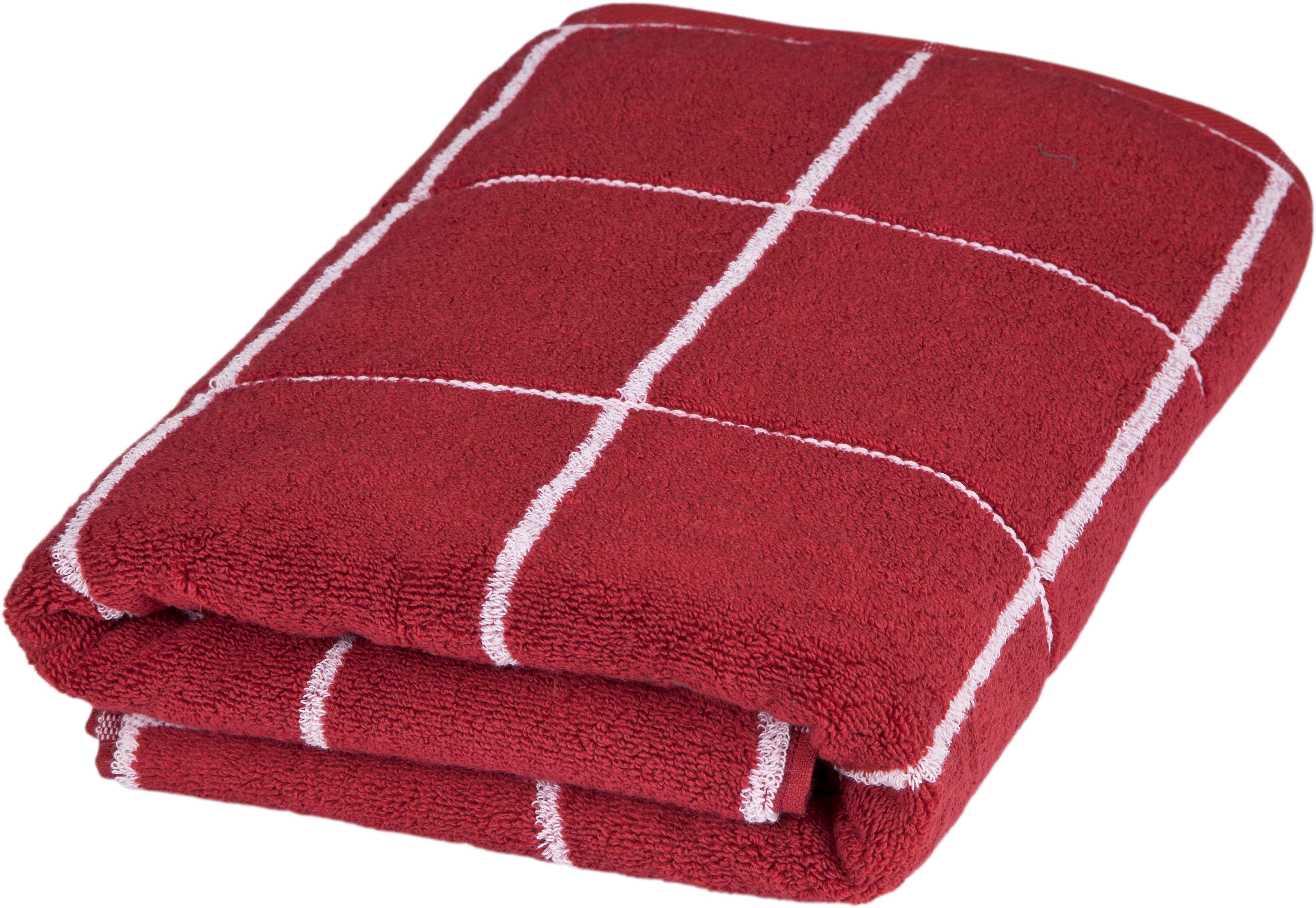 Duschtuch ROSS, B:75cm L:140cm, rot, Frottier, Baumwolle, Handtücher, "Cashmere Überkaro", 100% Baumwolle, kariert, in modischen Karo Farben