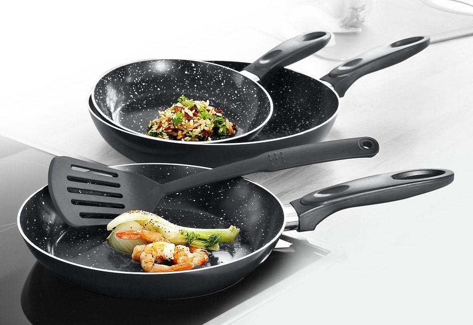 KING Pfannen-Set Aluminium Set, je 1x Bratpfanne Ø 20 cm - H. 3,5 cm, Ø 24 cm - 4 cm, Ø 28 cm, 5 cm, 4 Stk. tlg. Induktion