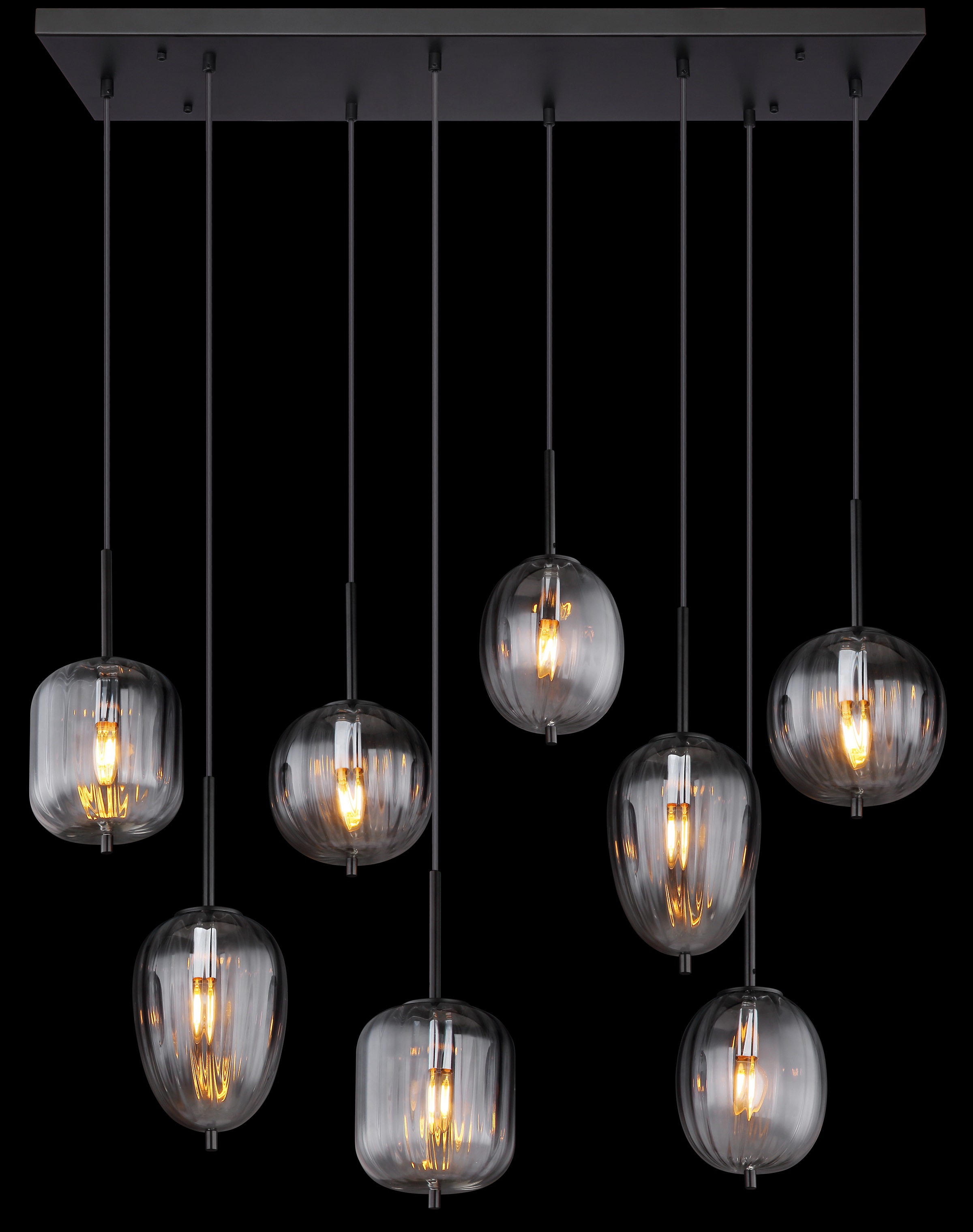 GLOBO LIGHTING Hängeleuchte »ATTILA«, Leuchtmittel E14 | ohne Leuchtmittel, Hängelampe/Pendelleuchte/verschiedene Gläser/Glas rauchfarben